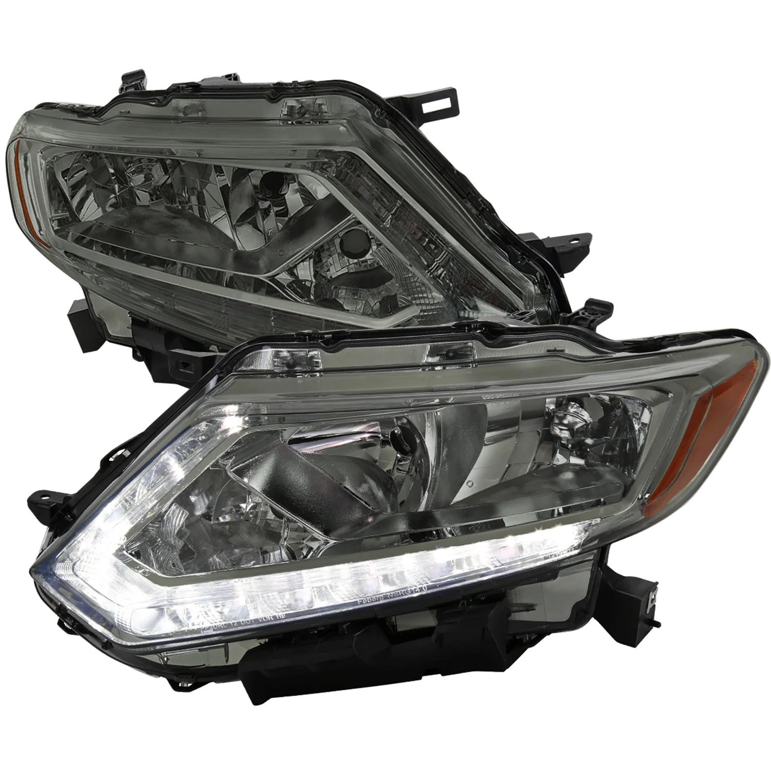 2014-2016 Nissan Rogue LED Strip Factory Style Headlights Chrome/Smoke Lens
