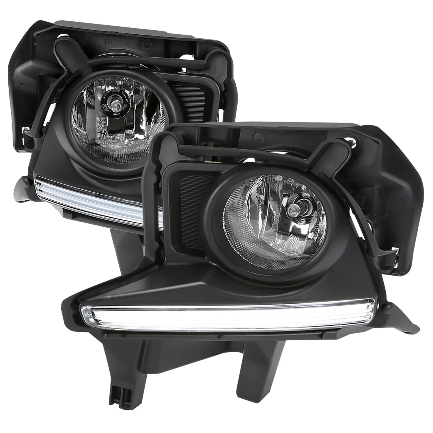 2014-2016 Toyota Highlander H16 Fog Lights Kit w/ LED Light Strip Chrome/Clear