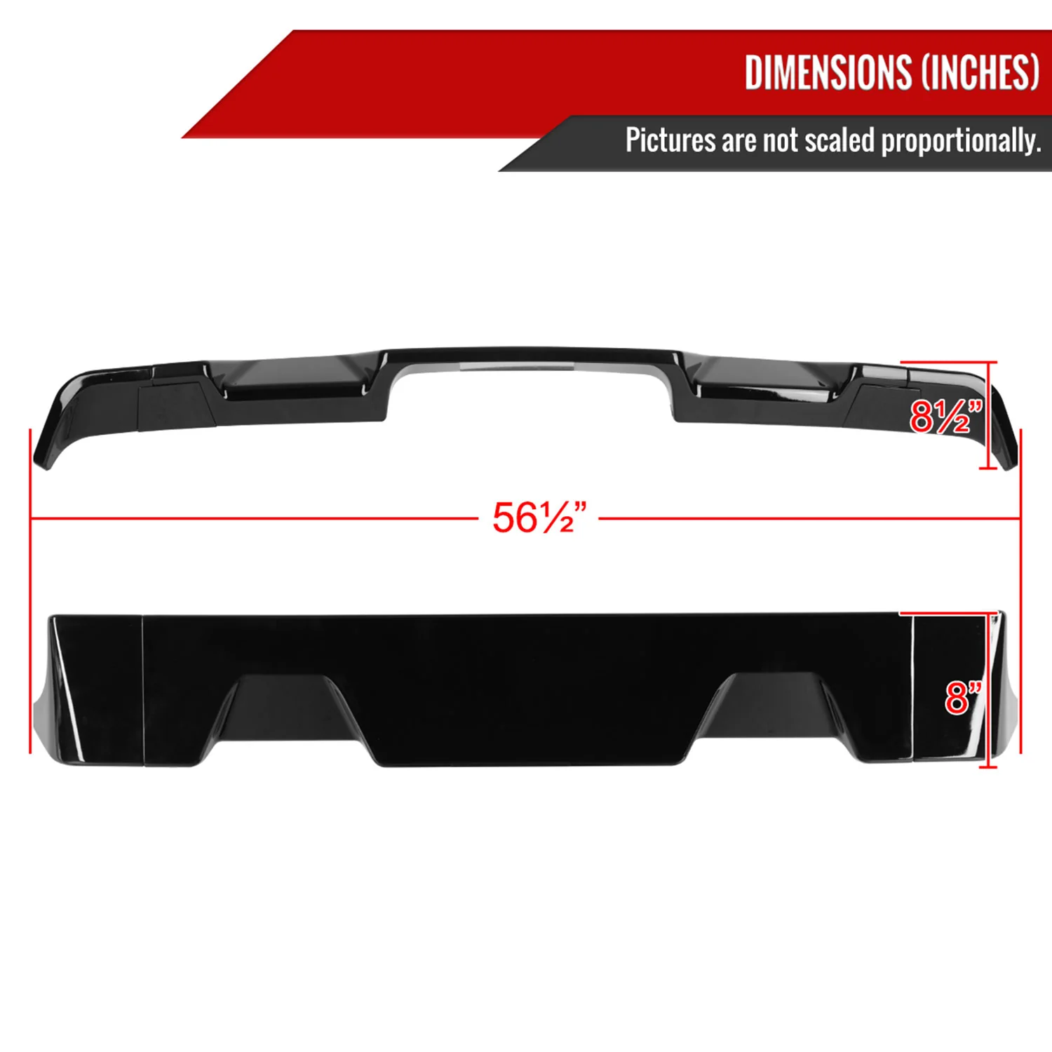 2014-2017 GMC Sierra 1500 Rear Roof Glossy Black Truck Spoiler Wing Kit - Image 2