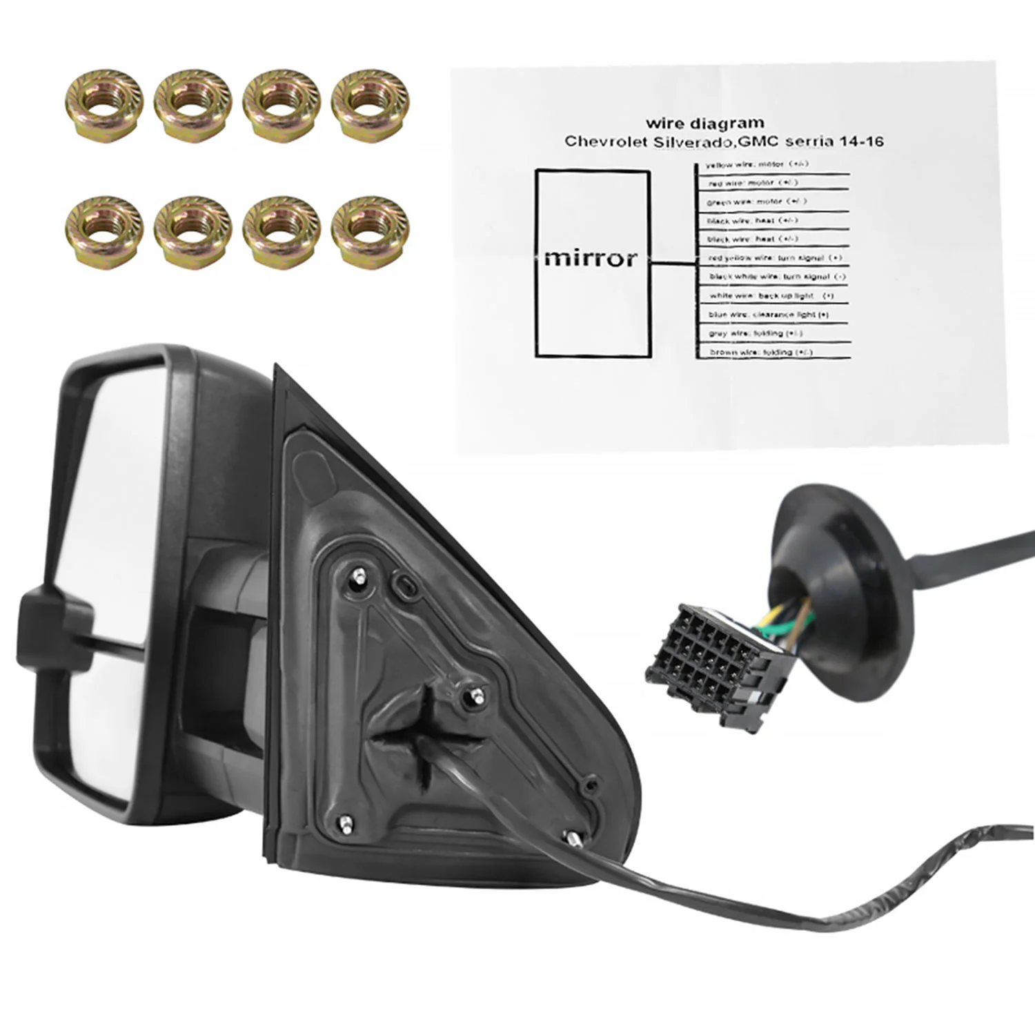 2014-2018 Chevy Silverado/ Sierra Folding Heated & Manual Towing Mirrors Black - Image 9