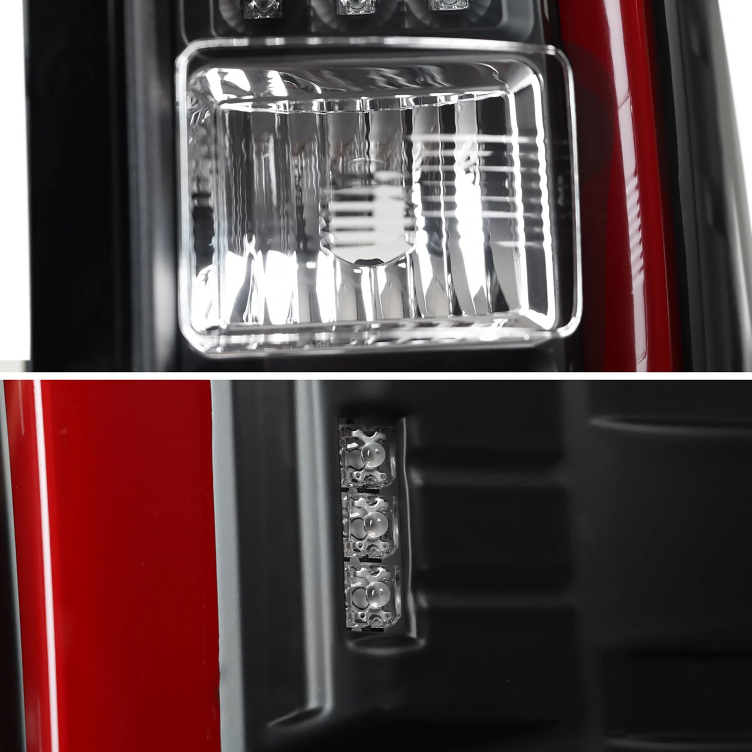 2014-2018 GMC Sierra 1500/2500HD/3500HD Red Bar LED Tail Lights Black/Clear - Image 5