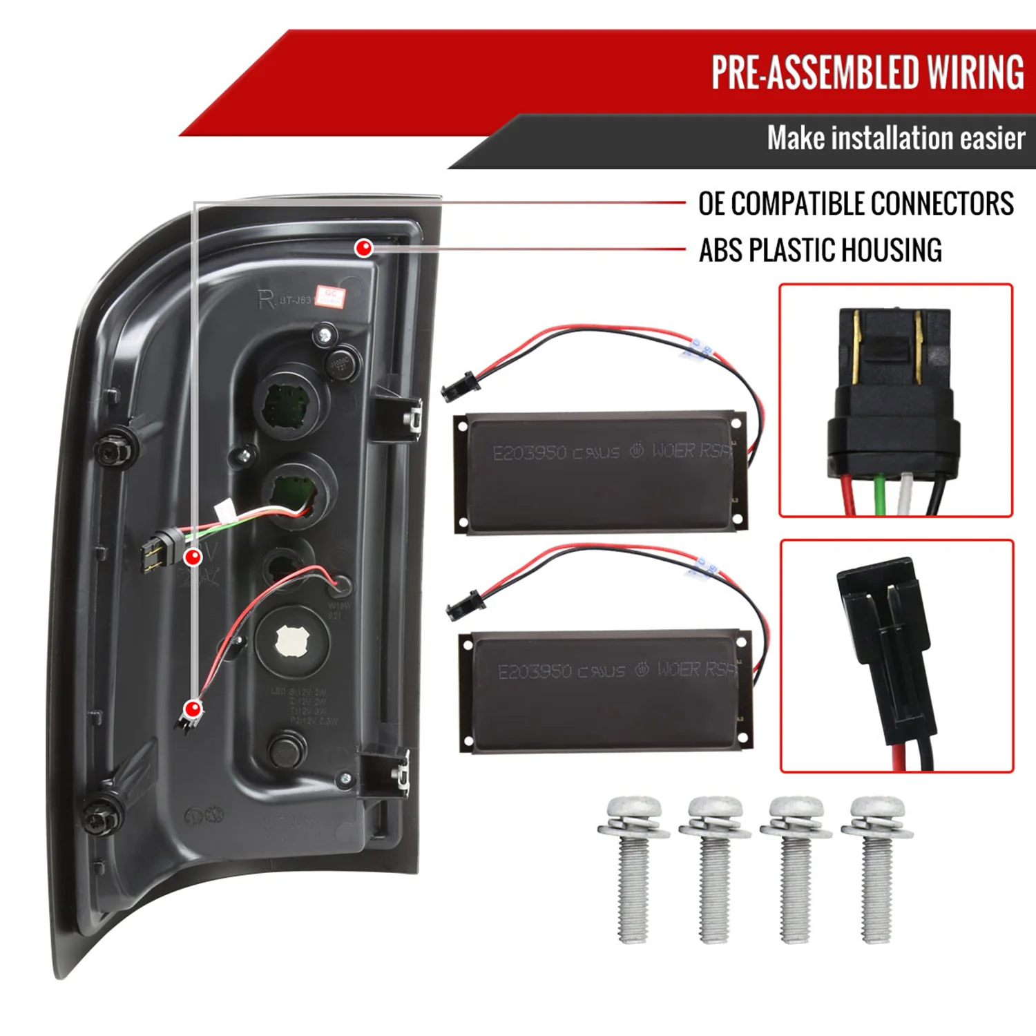 2014-2018 GMC Sierra 1500/2500HD/3500HD Red Bar LED Tail Lights Black/Clear - Image 7