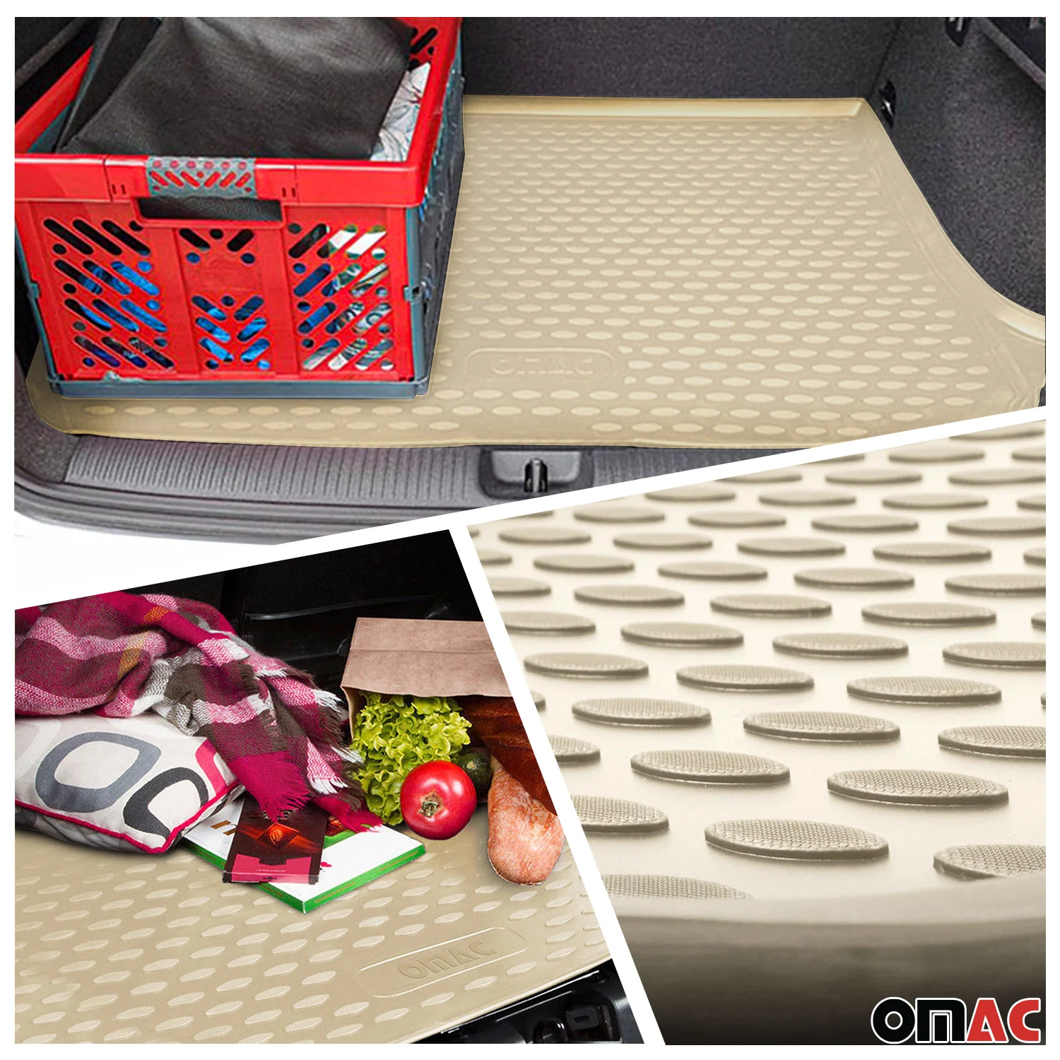 2013-2018 Volvo S60 Floor Mats & Cargo Liner Full Set All Weather Beige - Image 3