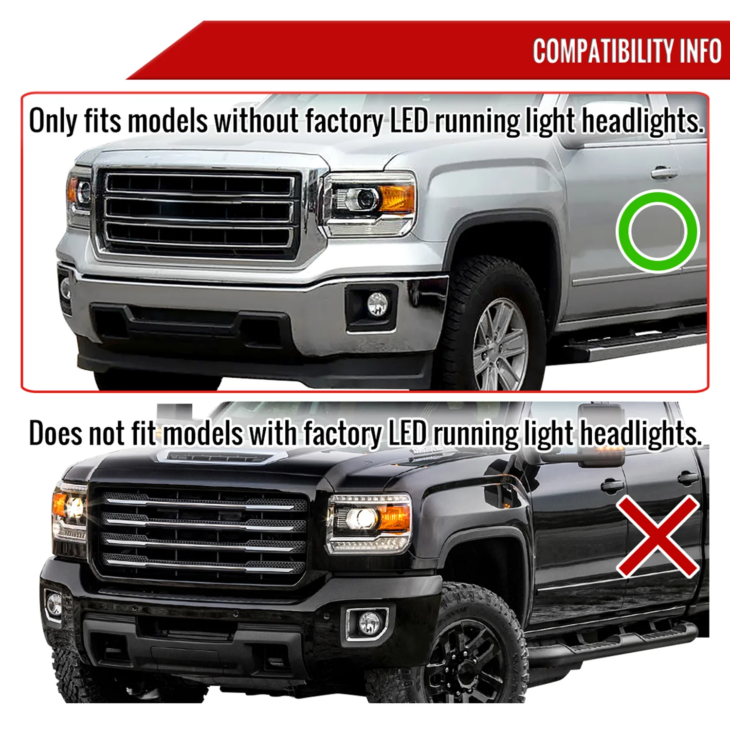2014-2019 GMC Sierra 1500/2500/3500 LED Bar Headlights LED Signal Lights Black - Image 6