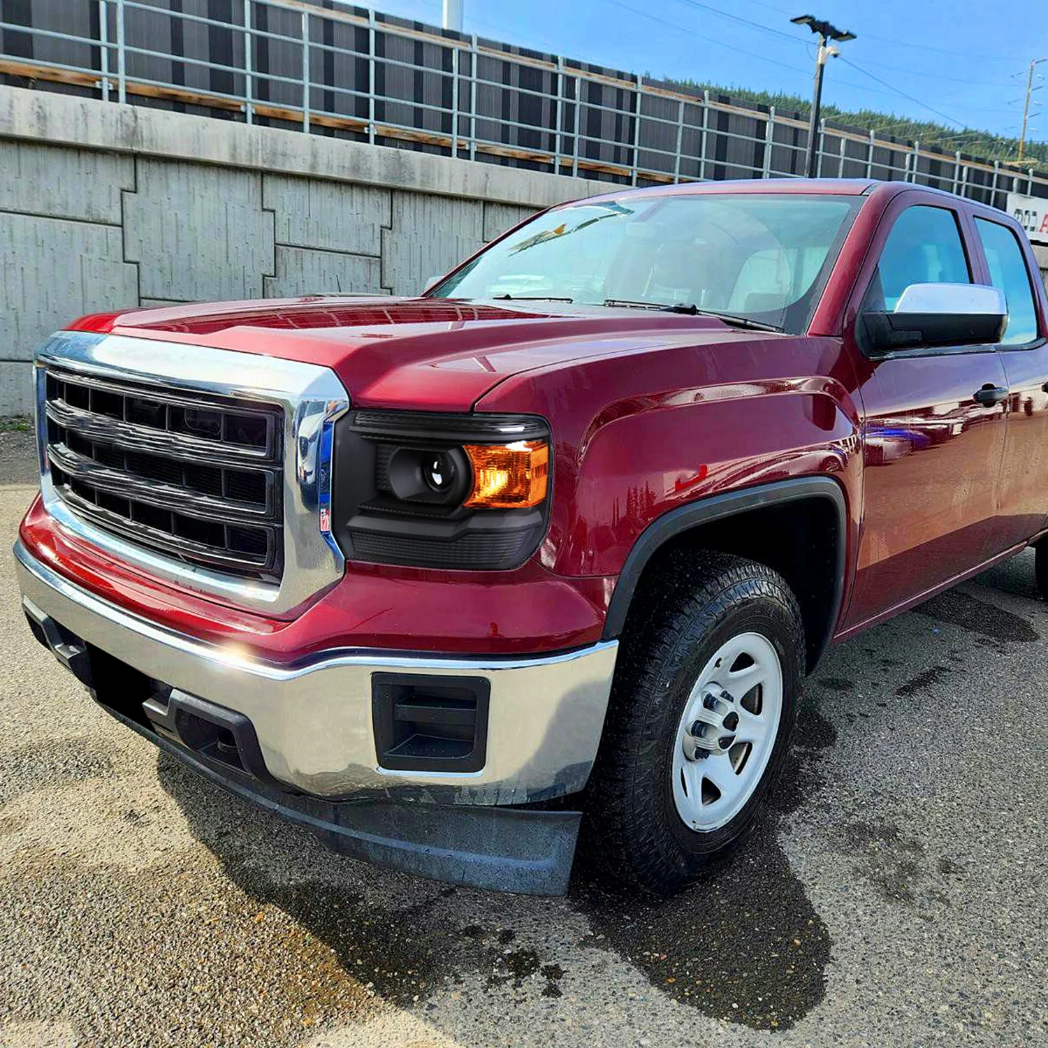 2014-2019 GMC Sierra 1500/2500HD/3500HD Headlights Amber Reflectors Black - Image 10