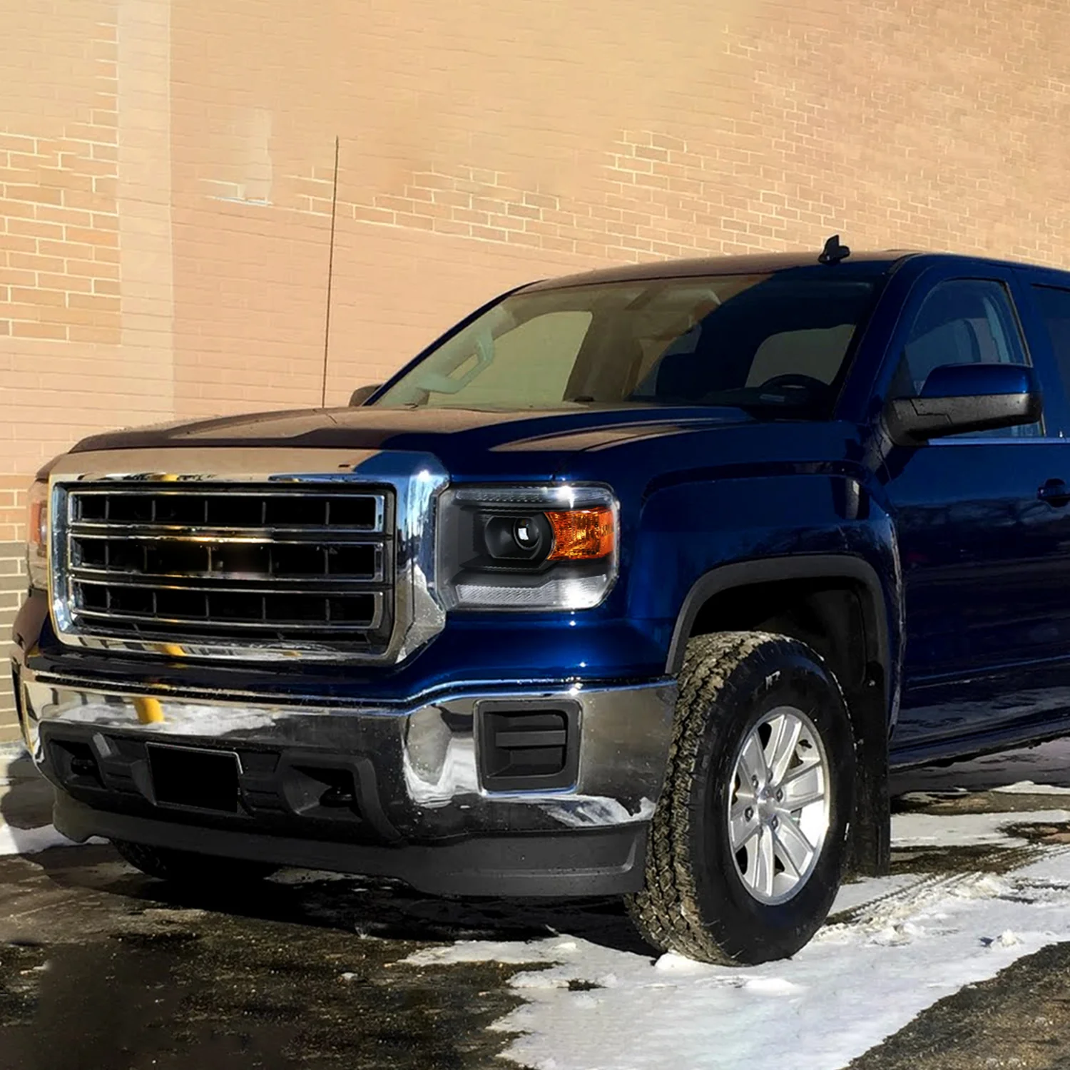 2014-2019 GMC Sierra LED Light Strip Projector Headlights Matte Black/Clear - Image 10