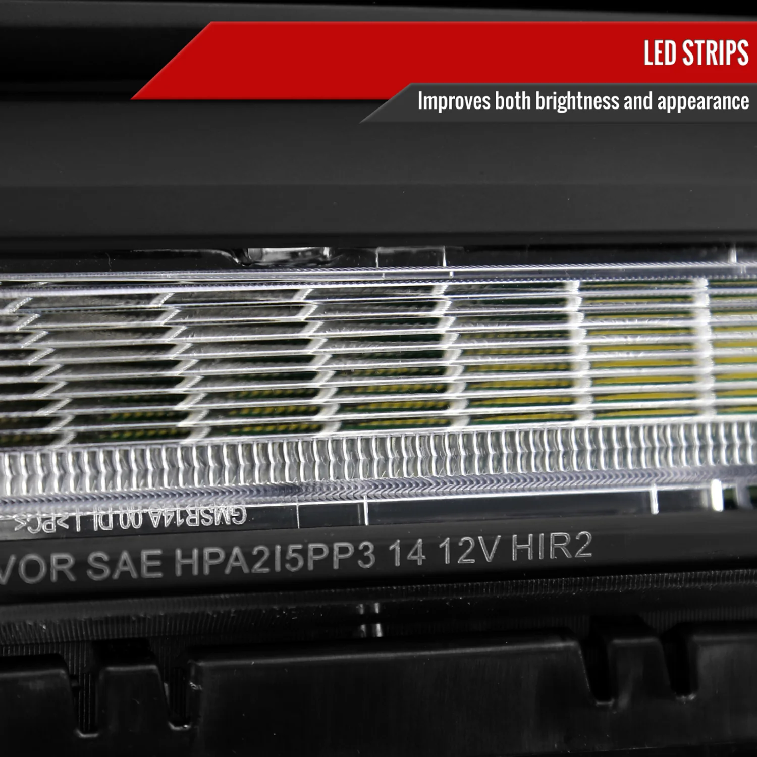 2014-2019 GMC Sierra LED Light Strip Projector Headlights Matte Black/Clear - Image 4