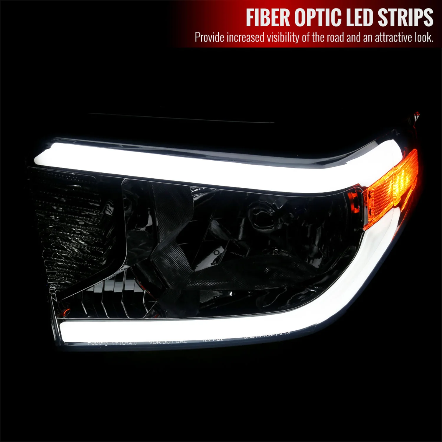 2014-2021 Toyota Tundra LED Bar Factory Style Headlights Chrome/Smoke Lens - Image 2