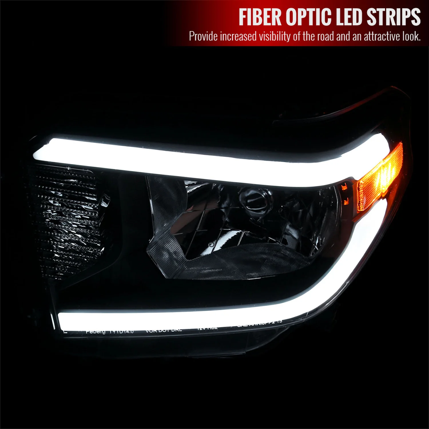 2014-2021 Toyota Tundra LED Bar Factory Style Headlights Matte Black/Clear - Image 2
