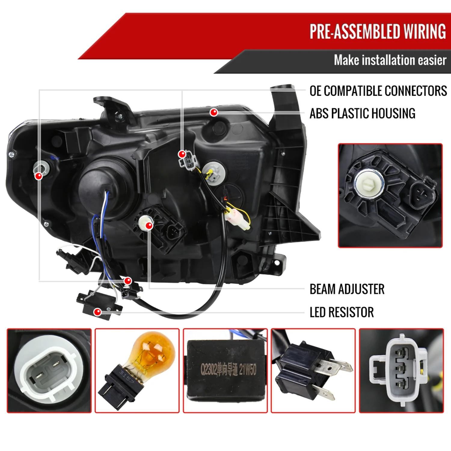 2014-2021 Toyota Tundra LED Turn Signal LED Bar Projector Headlights Smoke - Image 7