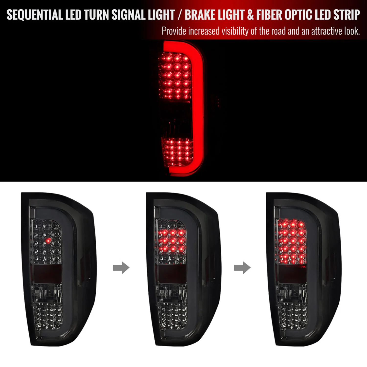 2014-2021 Toyota Tundra Sequential LED Tail Lights Chrome Housing/Smoke Lens - Image 2
