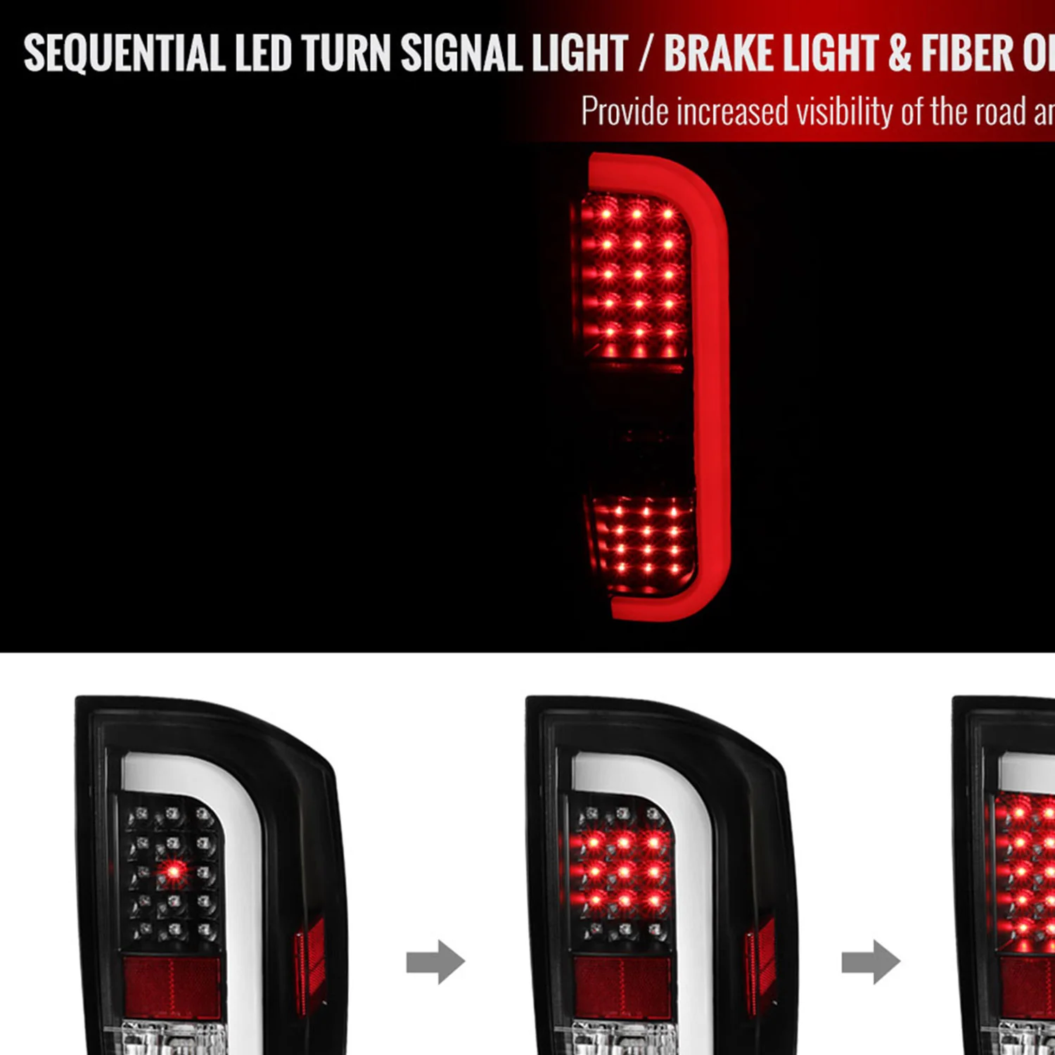 2014-2021 Toyota Tundra Sequential LED Tail Lights Matte Black/Clear Lens - Image 2