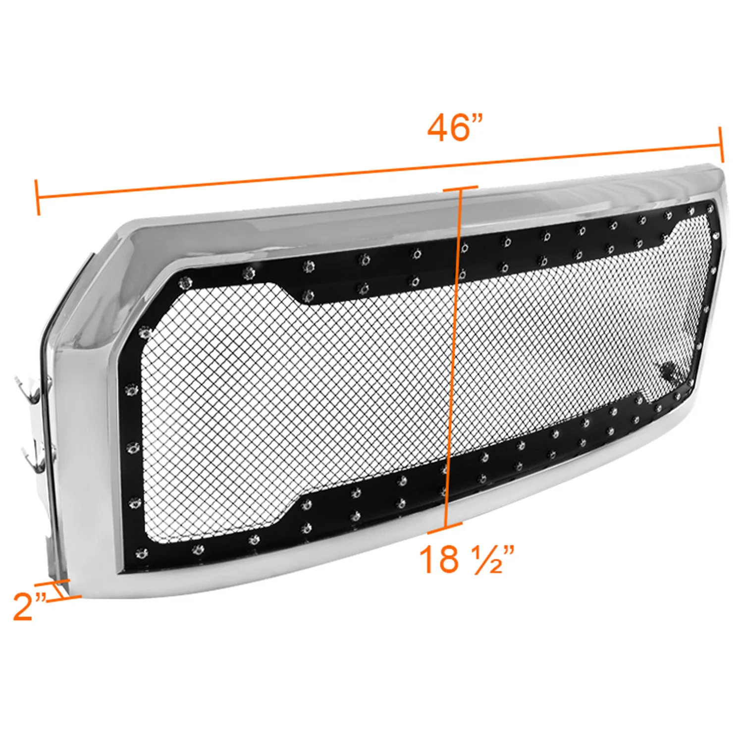 2015-2017 Ford F-150 Chrome ABS Rivet Style Grille w/ Stainless Steel Mesh - Image 3