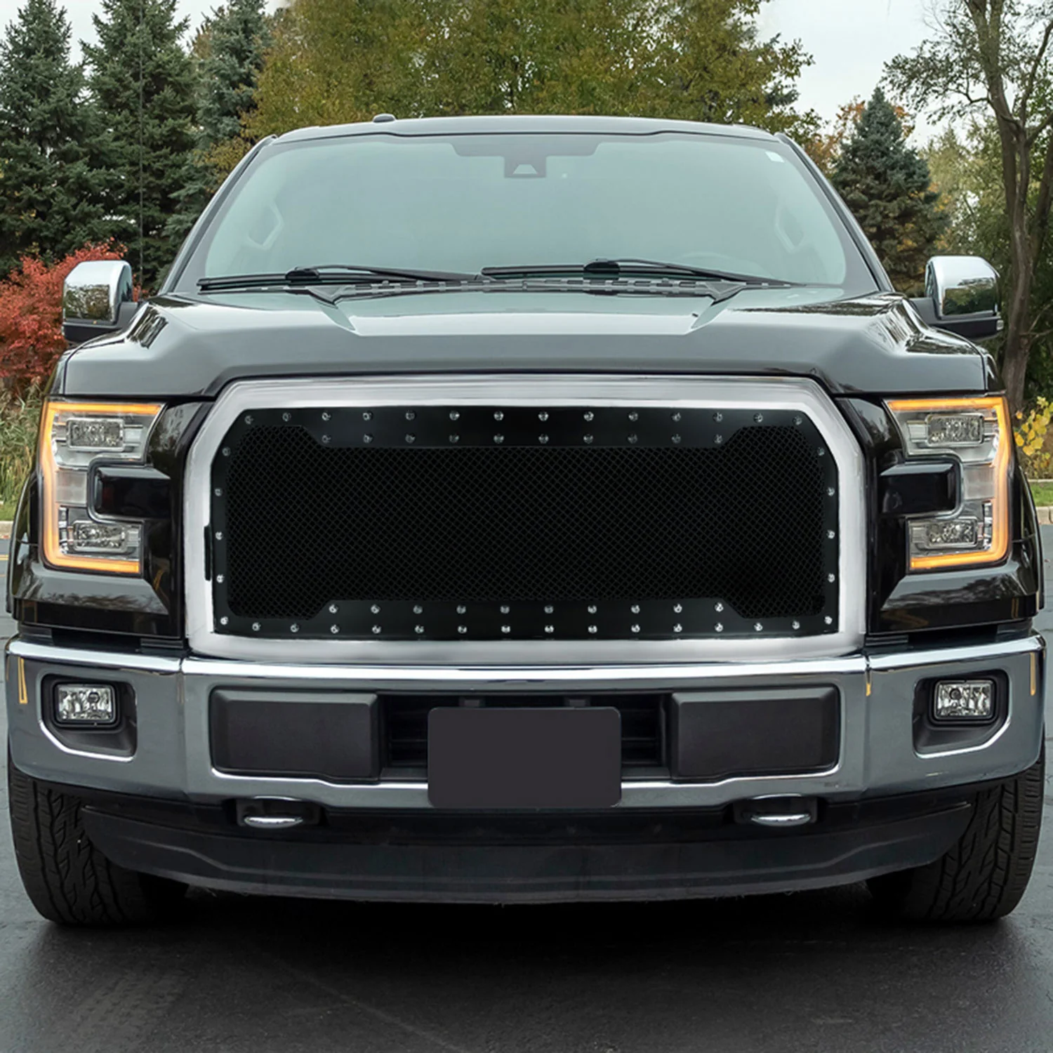 2015-2017 Ford F-150 Chrome ABS Rivet Style Grille w/ Stainless Steel Mesh - Image 8