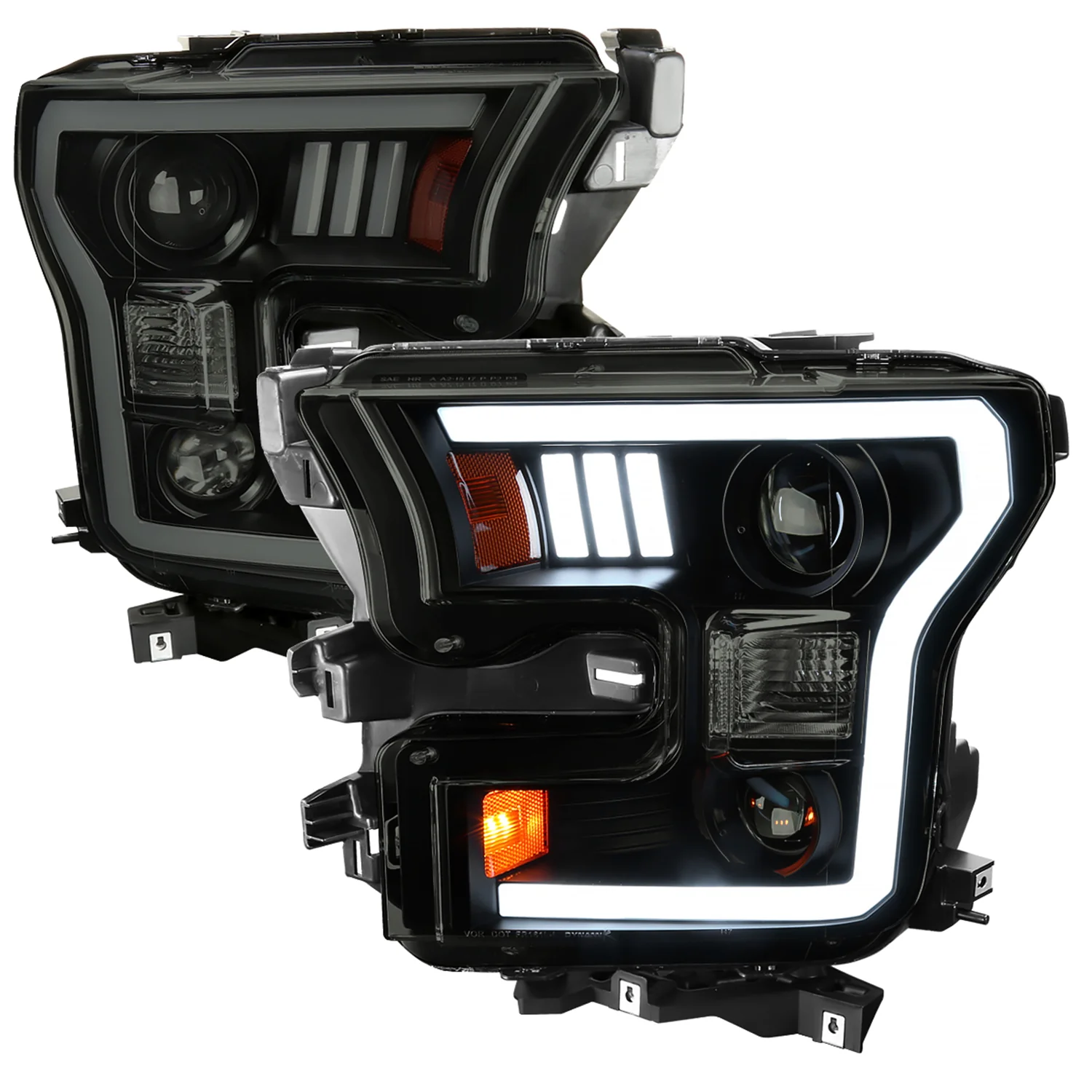 2015-2017 Ford F-150 LED Bar Projector Headlights Black Housing/Smoke Lens