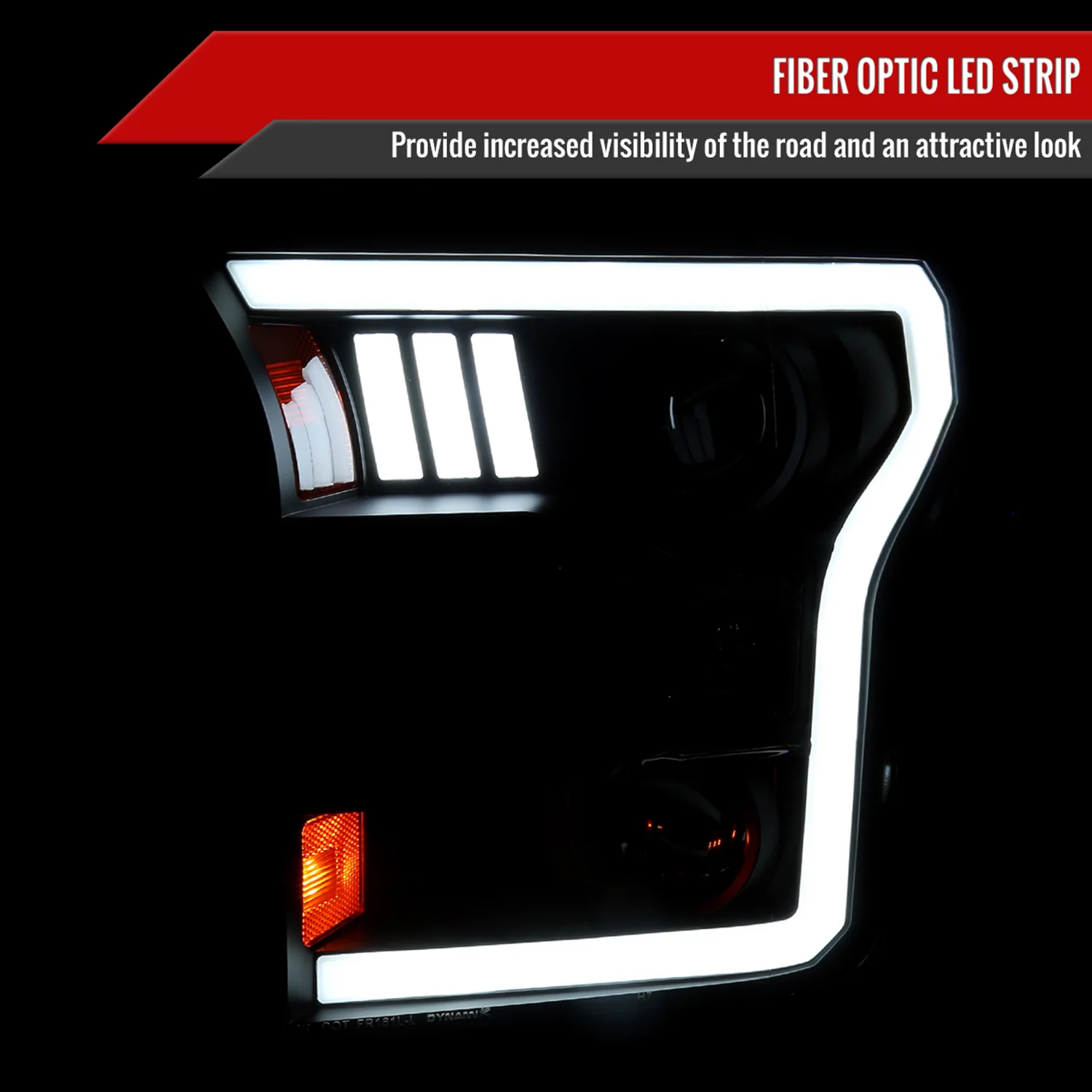 2015-2017 Ford F-150 LED Bar Projector Headlights Black Housing/Smoke Lens - Image 2