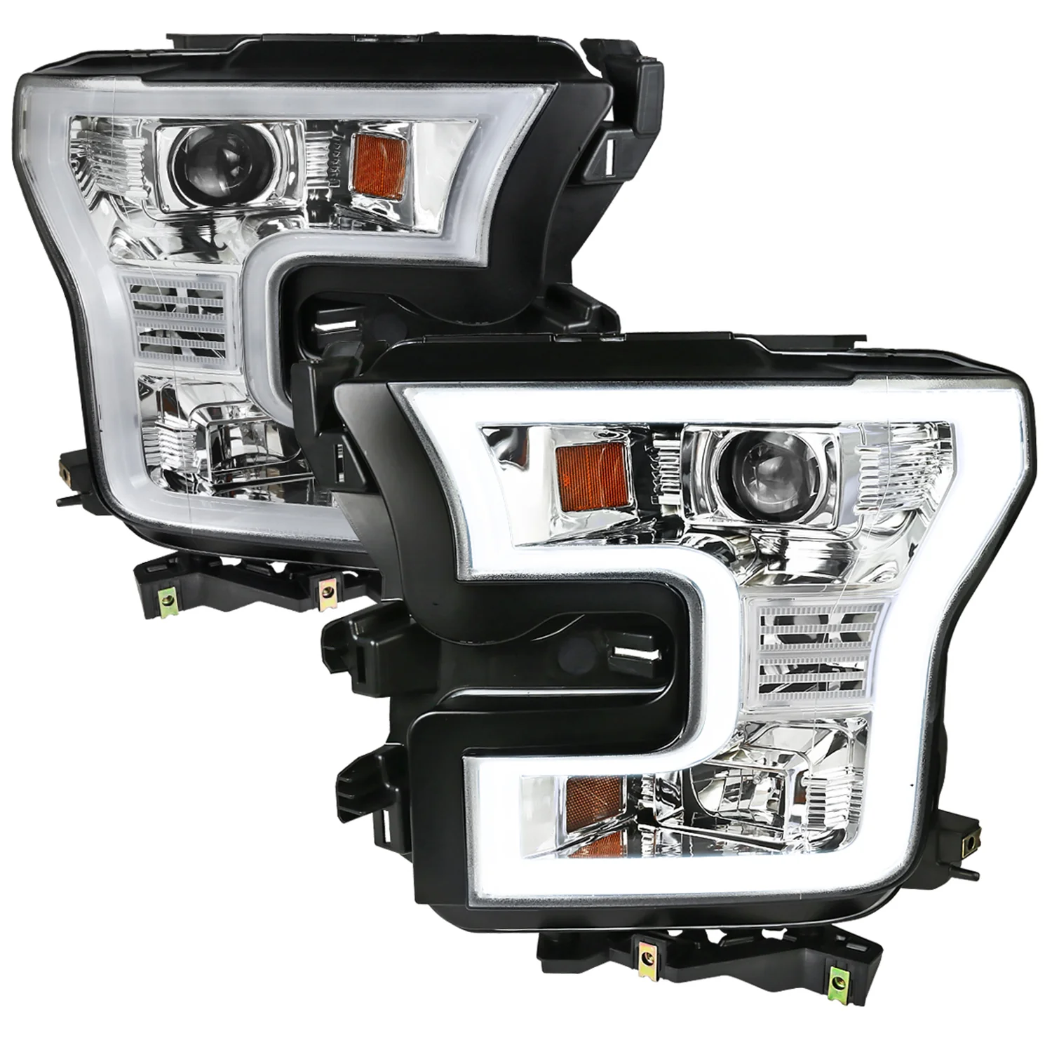 2015-2017 Ford F-150 LED Bar Projector Headlights Chrome Housing/Clear Lens