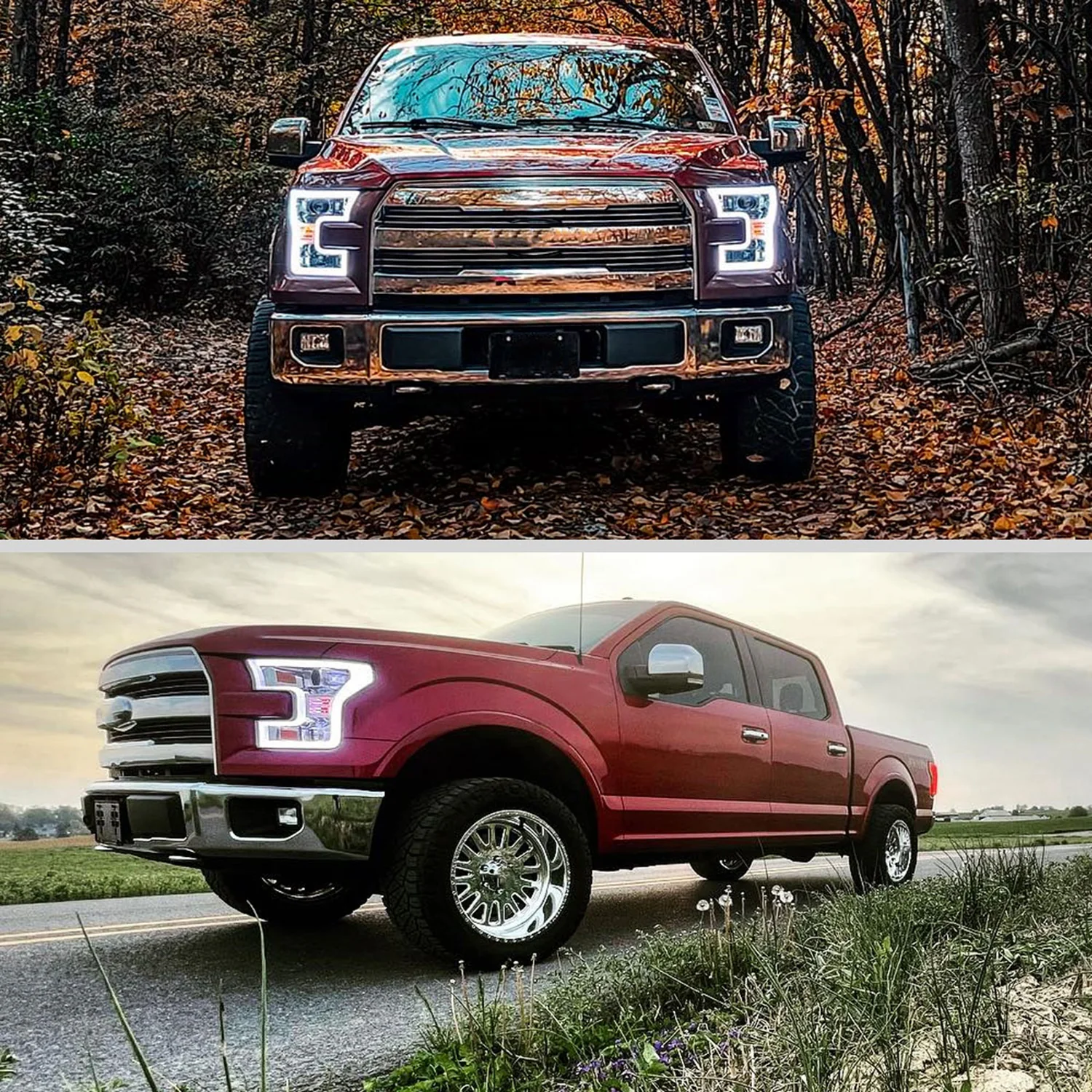 2015-2017 Ford F-150 LED Bar Projector Headlights Chrome Housing/Clear Lens - Image 10