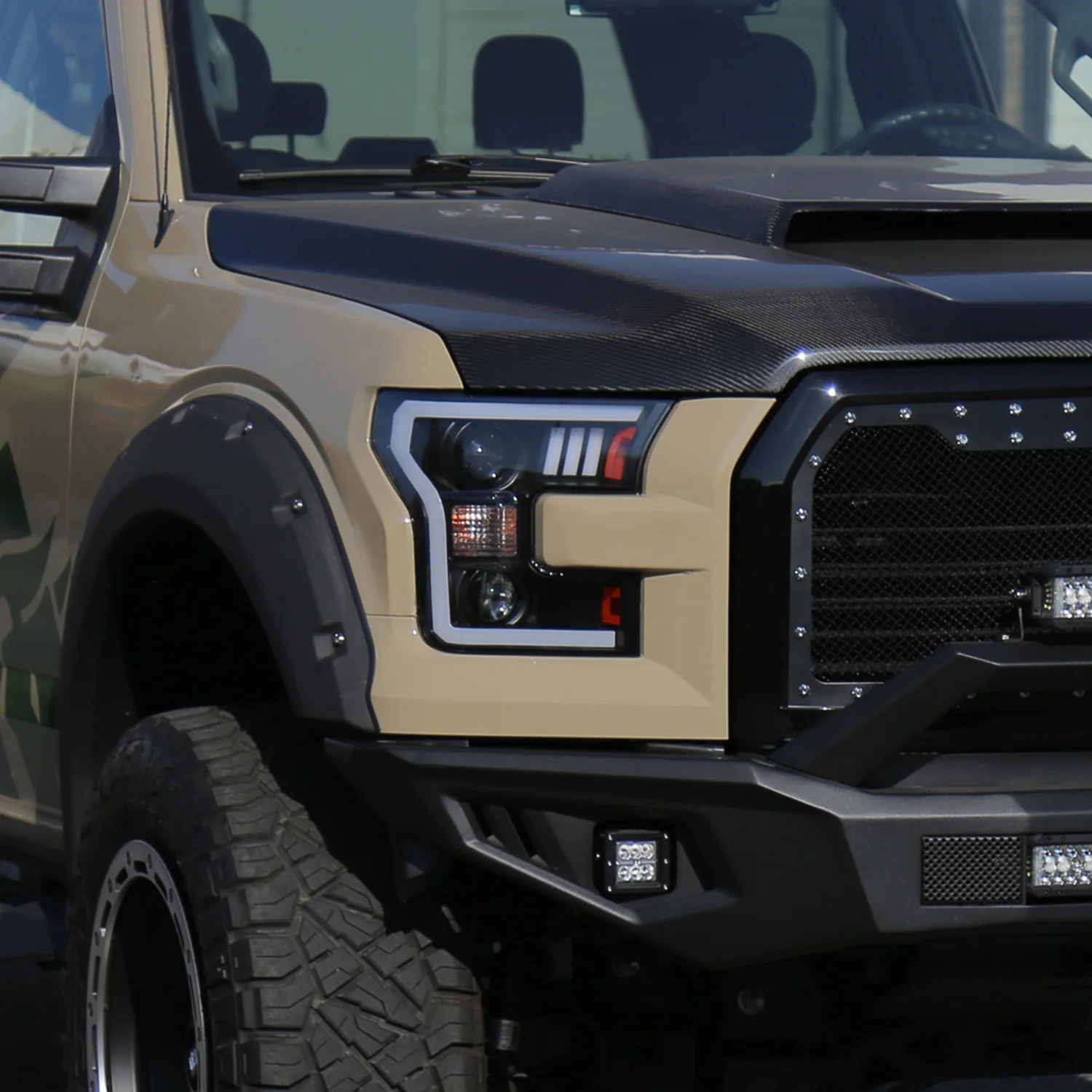 2015-2017 Ford F-150 LED Bar Projector Headlights - RS Matte Black / Clear - Image 9
