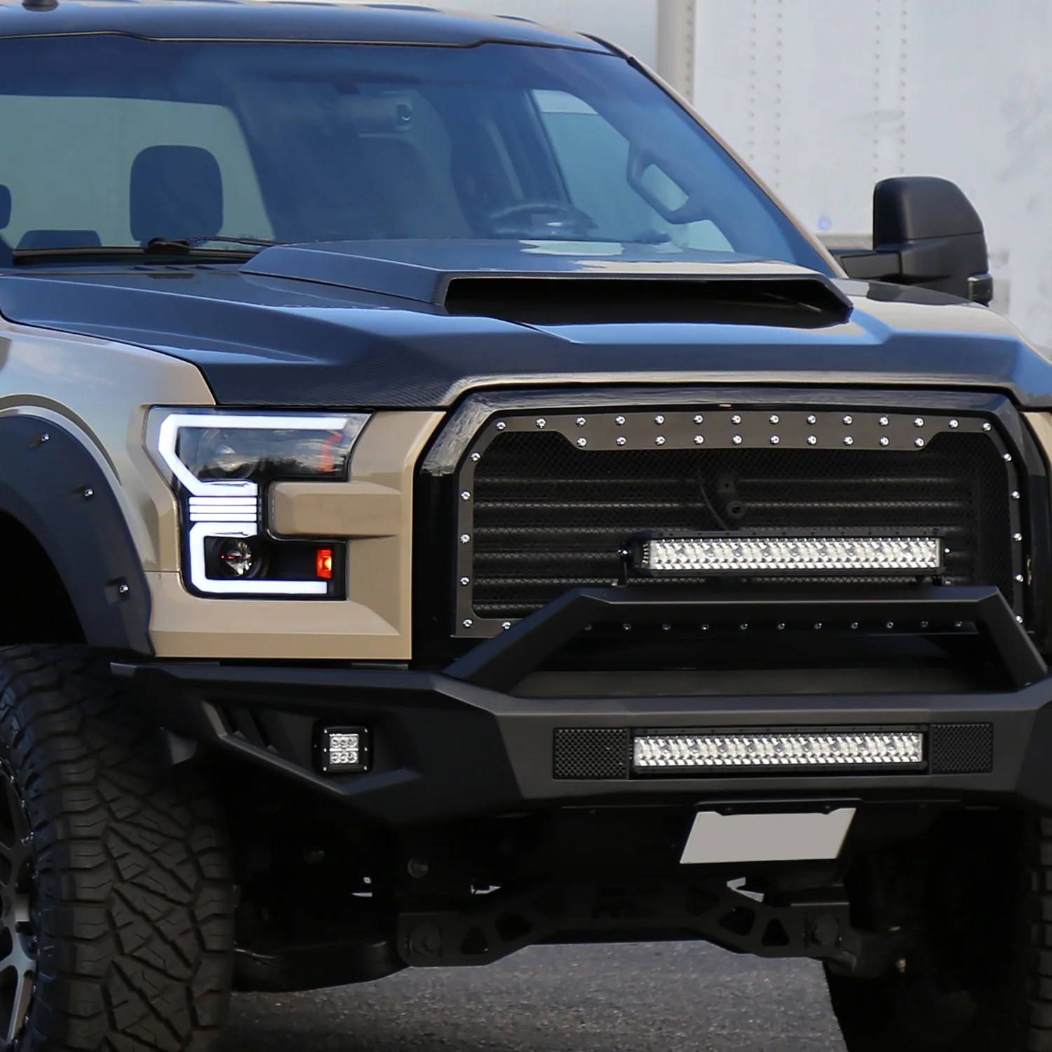 2015-2017 Ford F-150 LED Bar Projector Headlights Turn Signals Black / Clear - Image 10