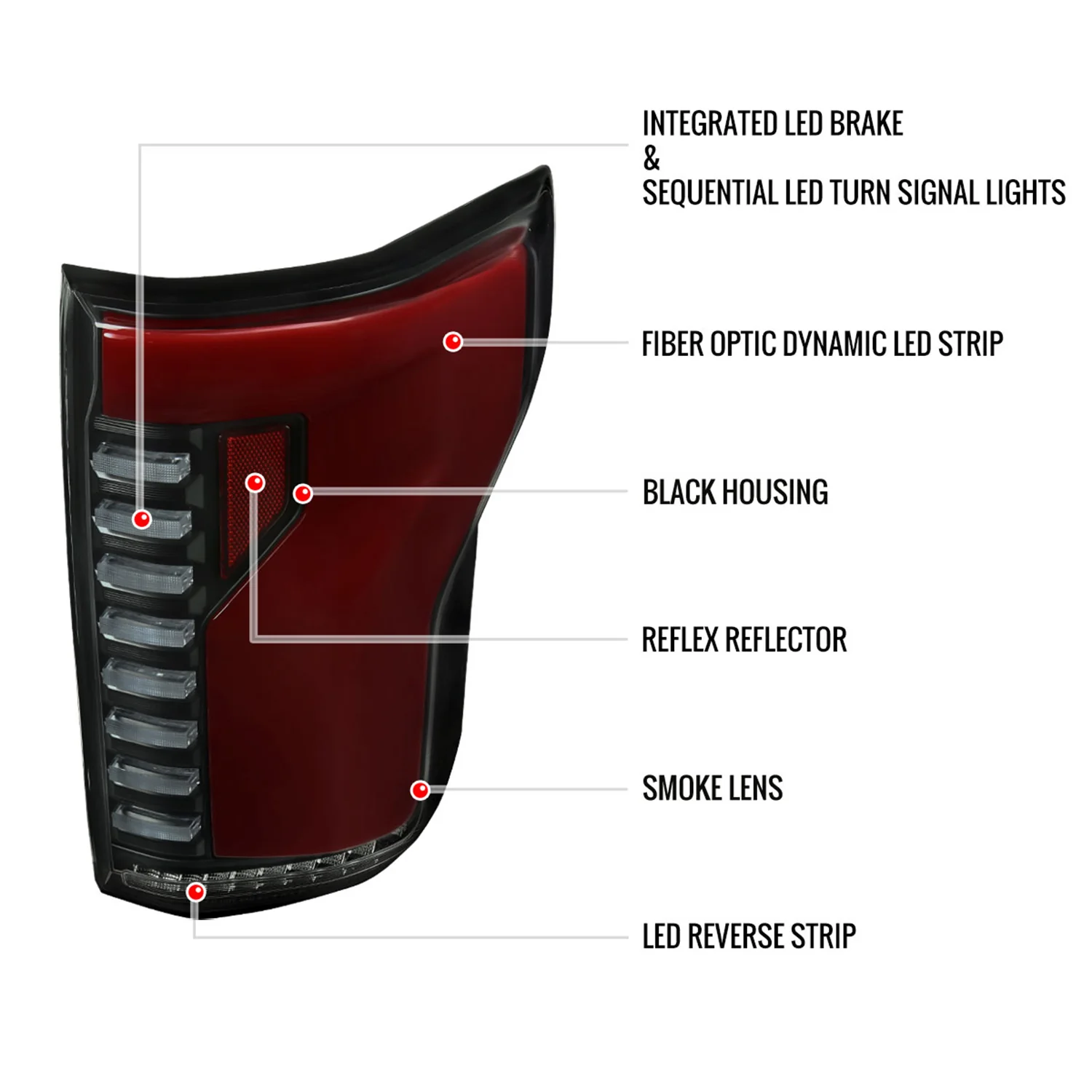 2015-2017 Ford F-150 Turn Signal Animated Red LED Bar Tail Lights Black/Smoke - Image 8