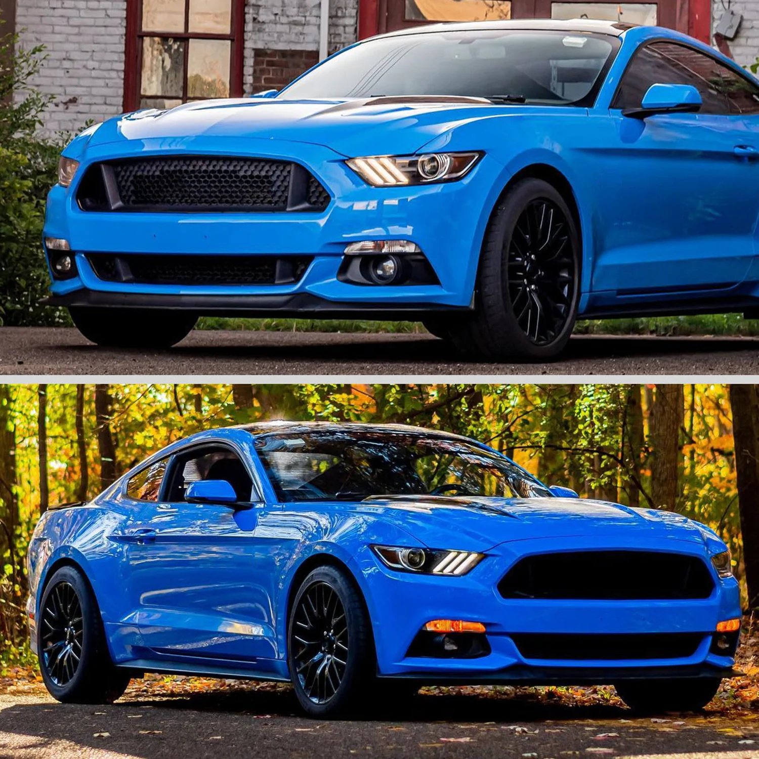 2015-2017 Ford Mustang / 18-2020 Shelby Strip LED Xenon HID Headlights Black - Image 10