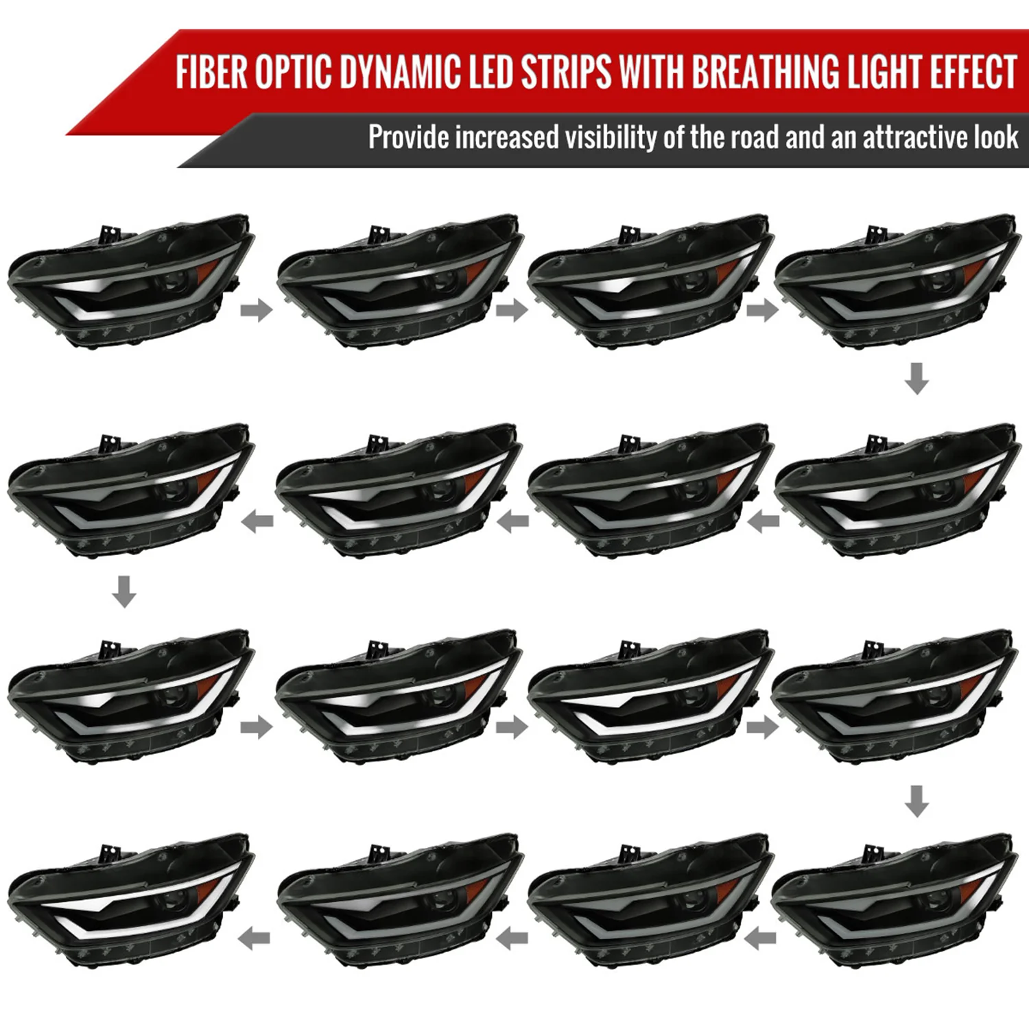 2015-2017 Ford Mustang/2018-2020 Shelby HID/Xenon LED Signal Headlights Smoke - Image 3