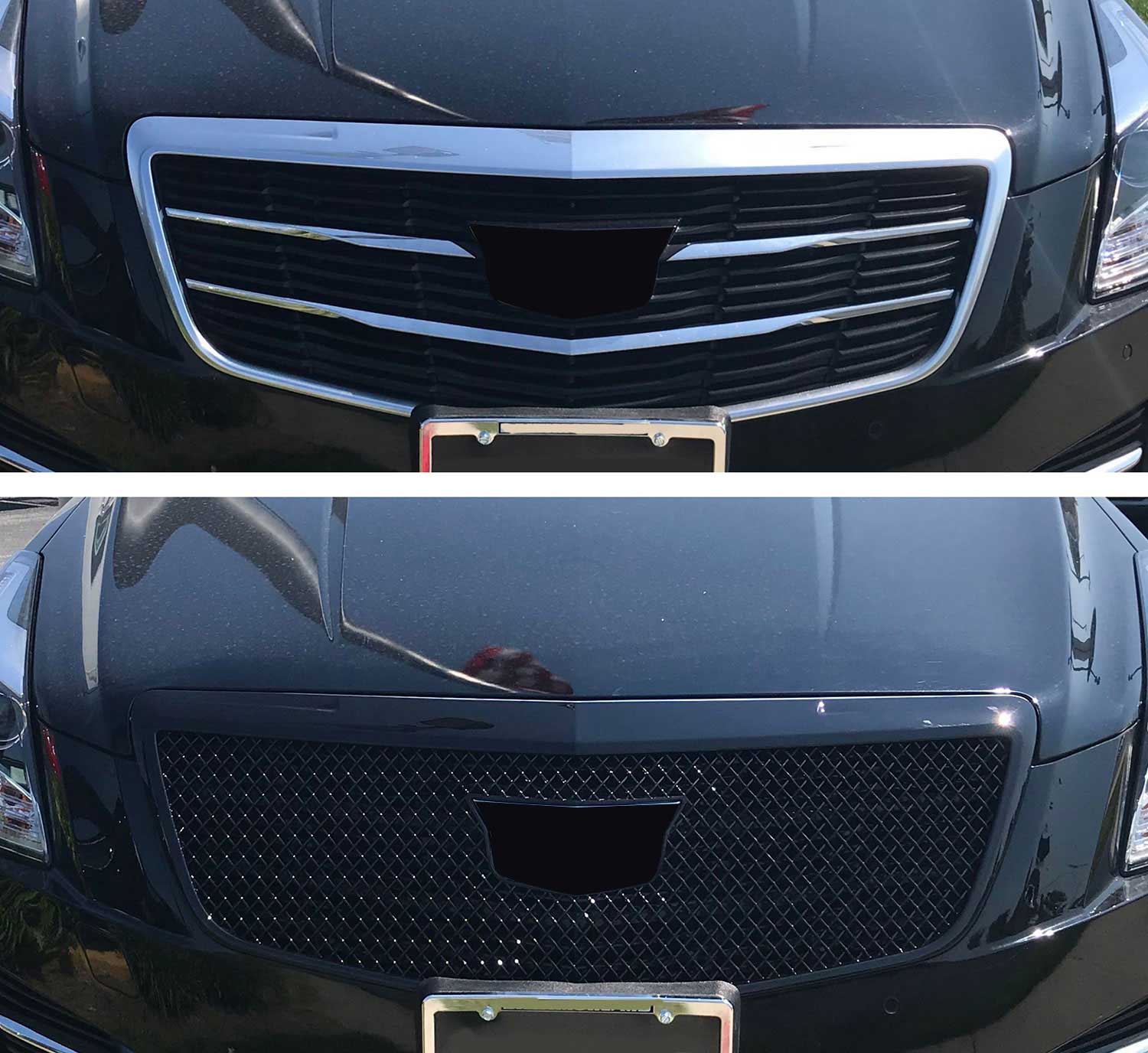 2015-2019 Cadillac ATS Grille Overlay Gloss Black 1Pcs ABS Plastic - Image 4