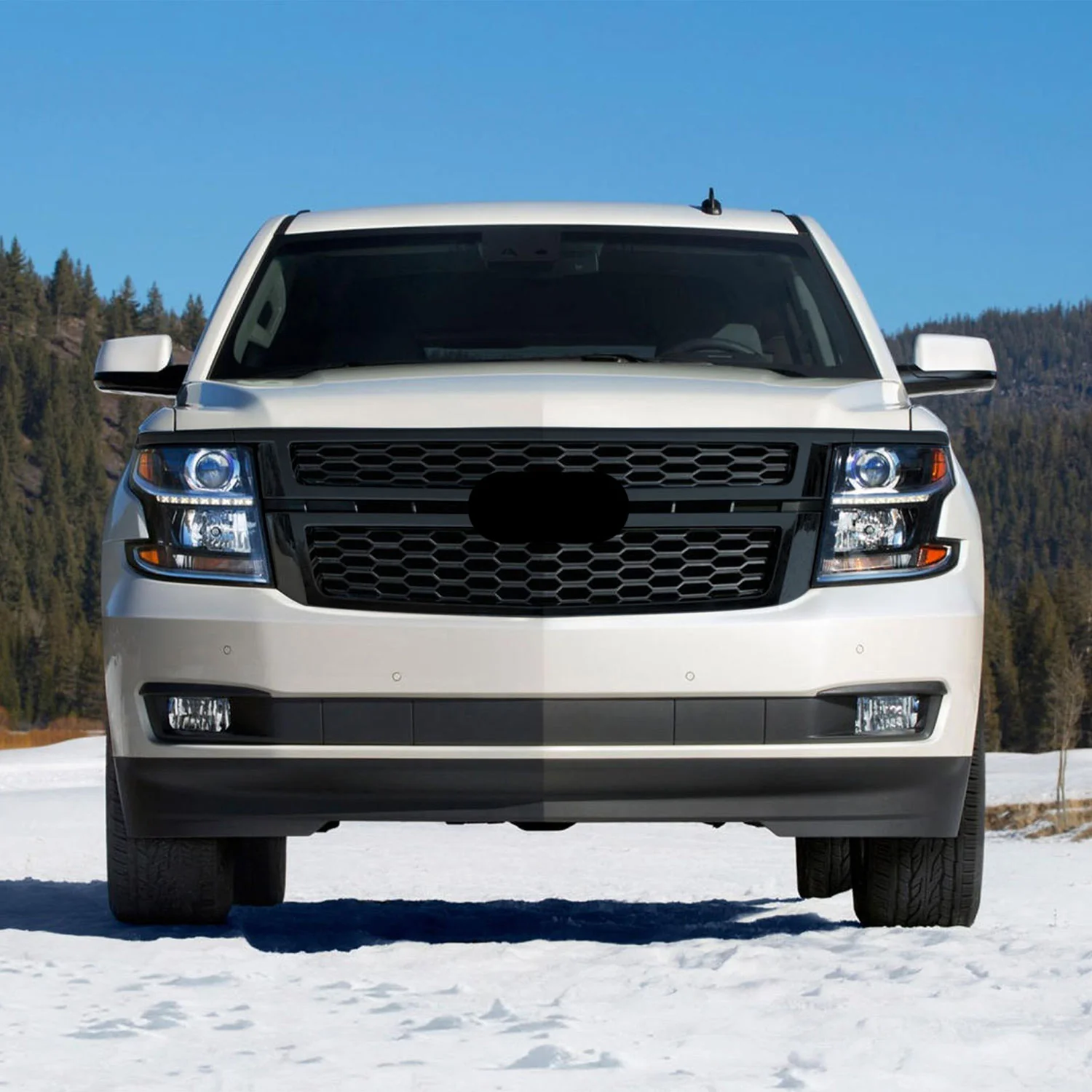 2015-2020 Chevrolet Suburban / Tahoe Grille Overlay Gloss Black 4Pcs ABS Plastic - Image 5