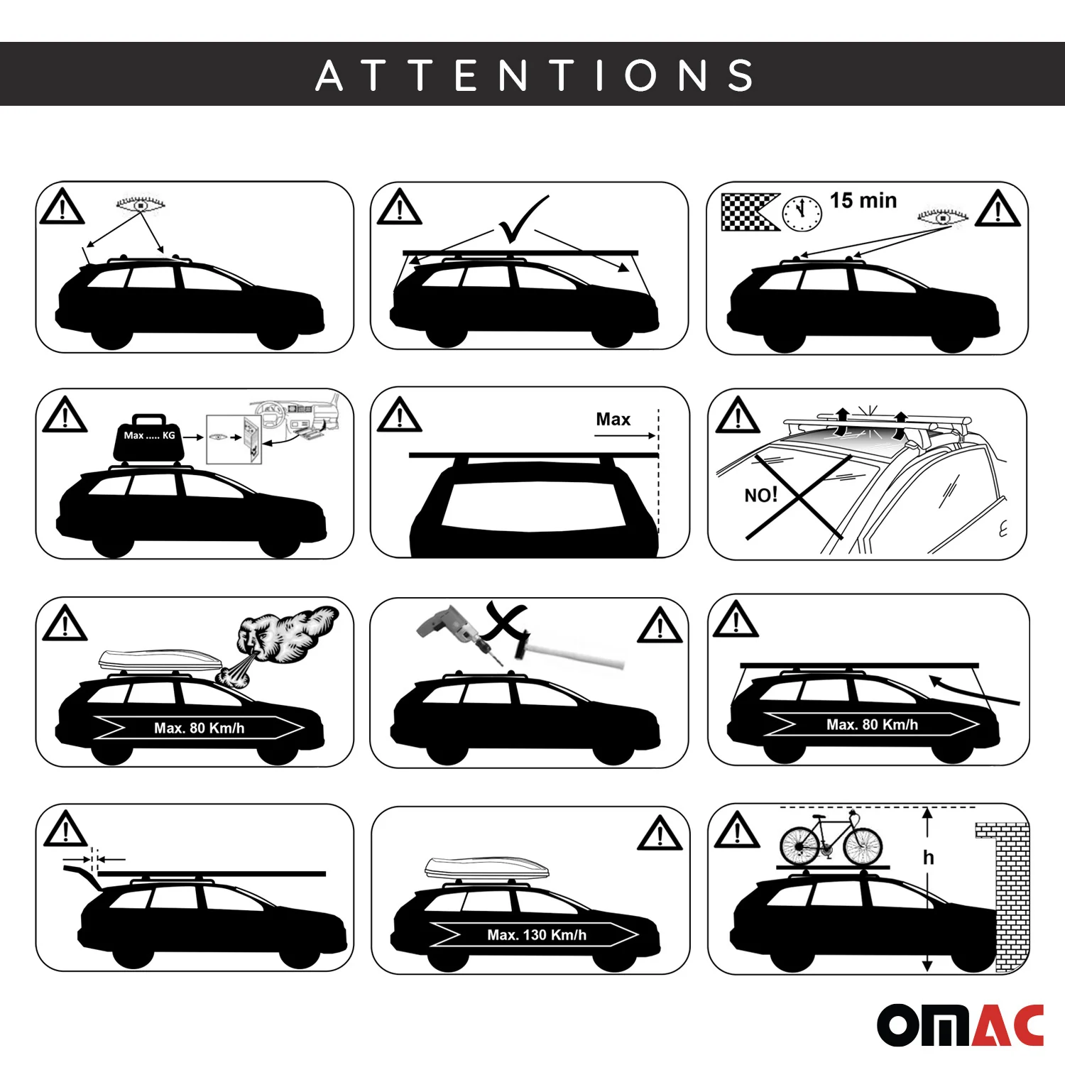 2015-2021 VW Golf Mk7 Roof Racks Cross Bars Black - Image 9