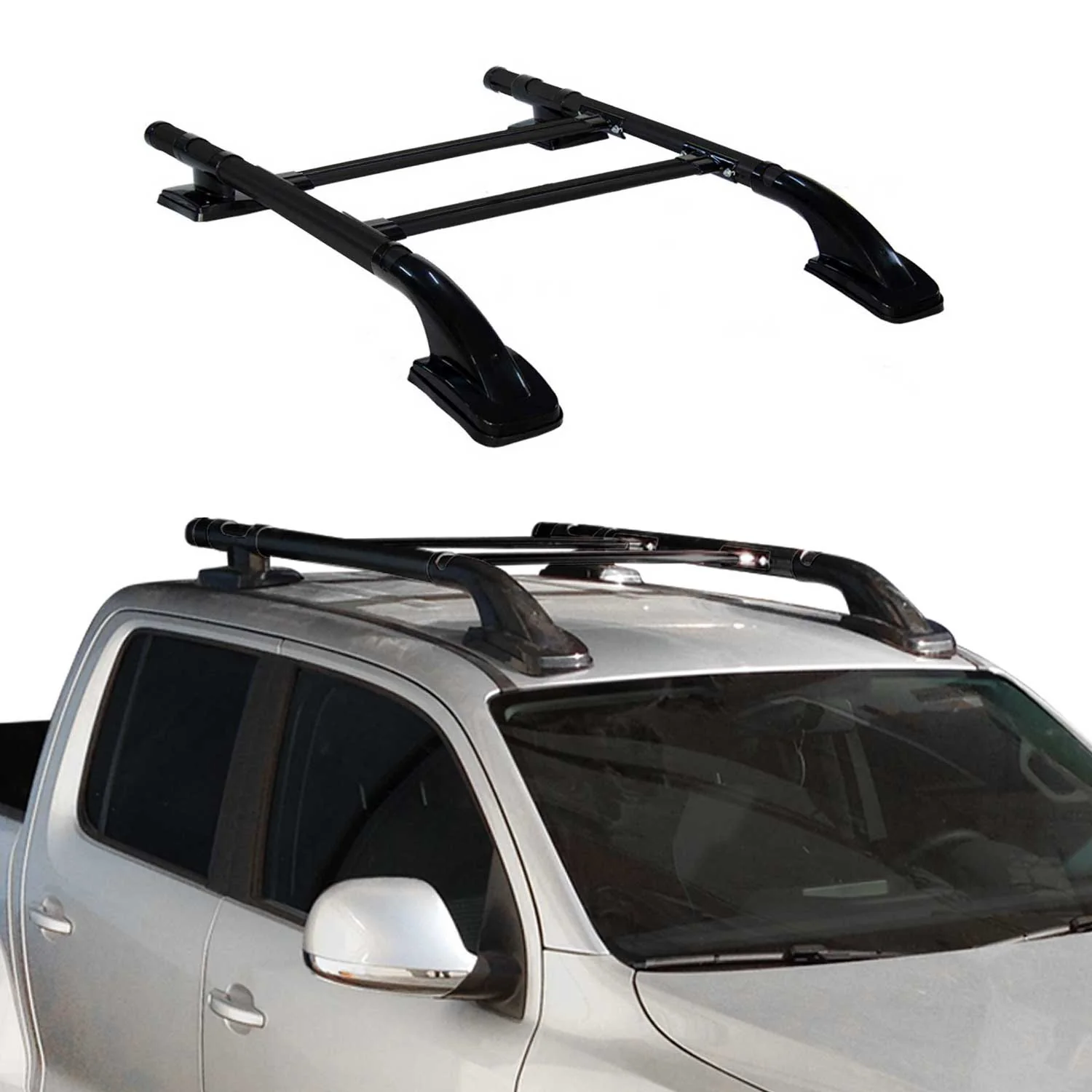 2015-2022 Chevrolet Colorado II Top Roof Rack & Side Rails Black Alu 4Pcs - Image 2