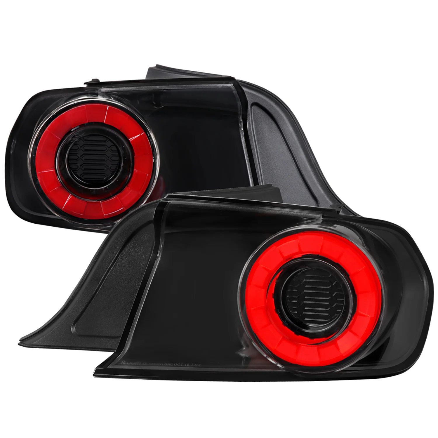 2015-2022 Ford Mustang Coupe/Convertible Red LED Bar Tail Lights Glossy Black