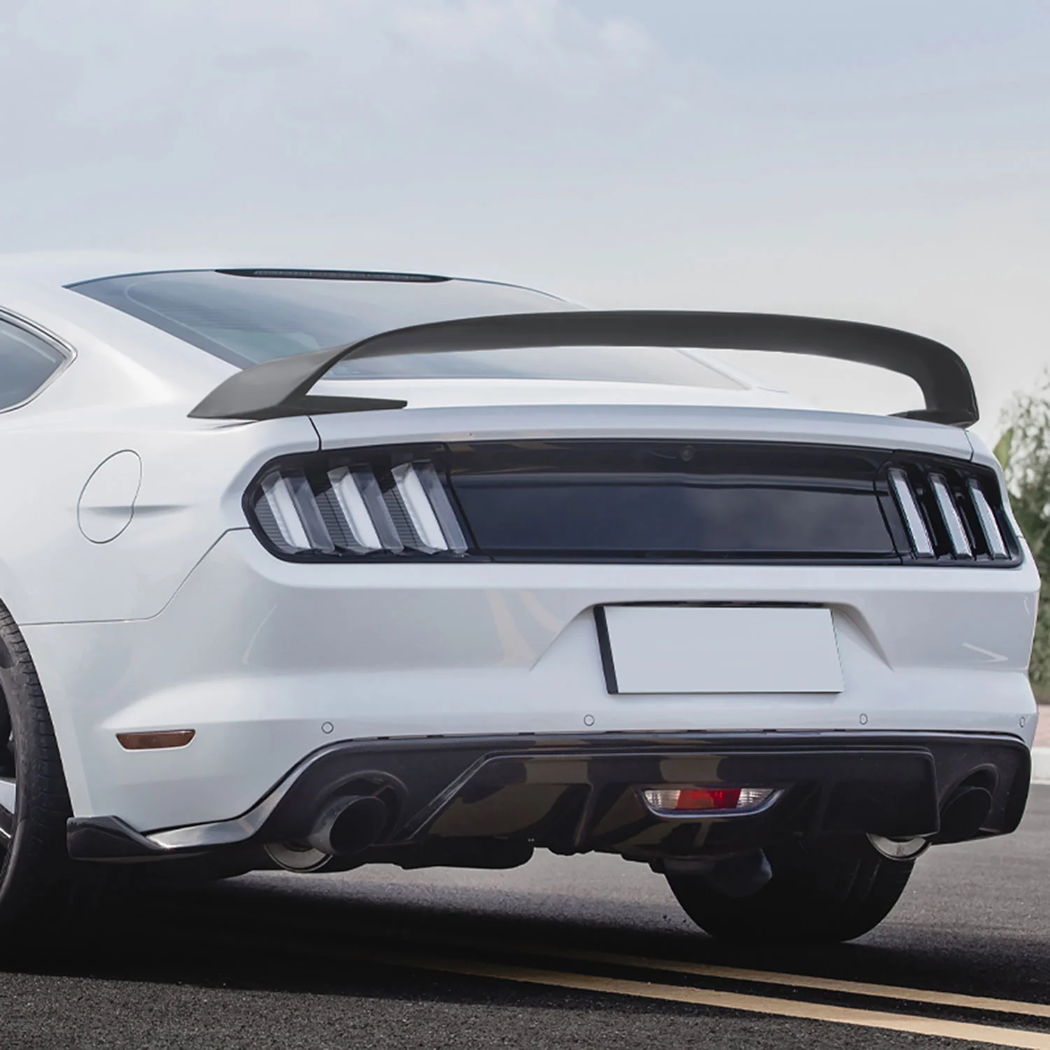 2015-2022 Ford Mustang Matte Black ABS GT350R Style 3PC Rear Spoiler Wing - Image 10