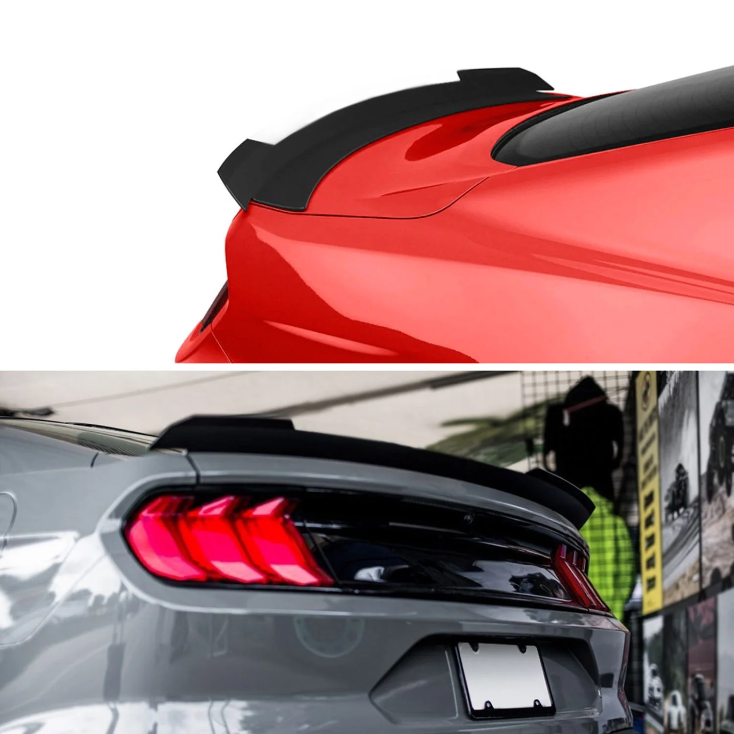 2015-2022 Ford Mustang Matte Black ABS Modern Style Rear Spoiler - Image 10