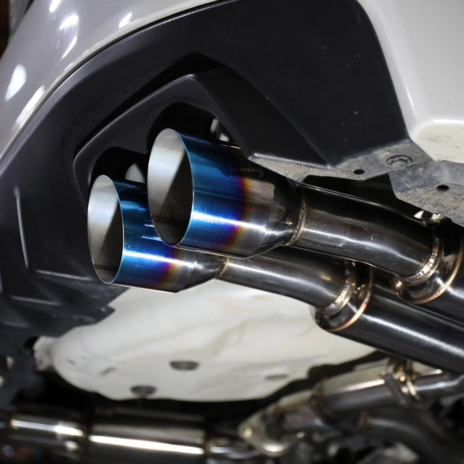 2015-2022 Subaru WRX STI 4" Quad Tip Steel Catback Exhaust System w/ Burnt Tip - Image 10