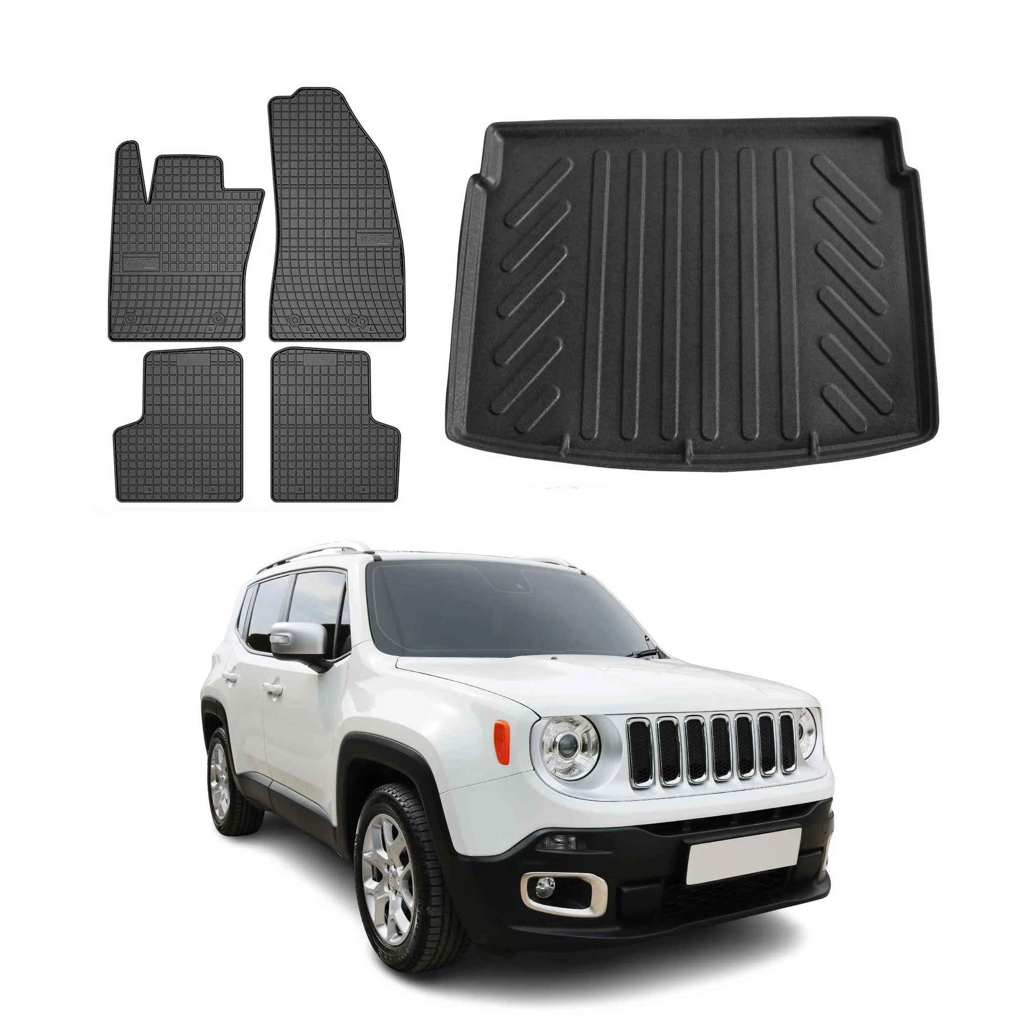 2015-2023 Jeep Renegade Floor Mats & Cargo Liner Full Set All Weather Black