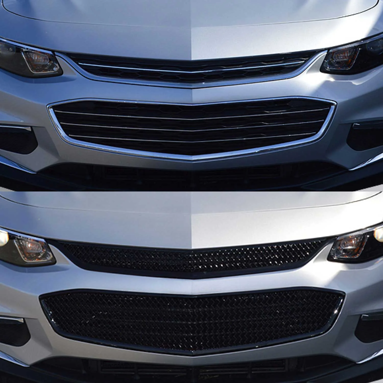 2016-2018 Chevrolet Malibu Grille Overlay Gloss Black 2Pcs ABS Plastic - Image 4