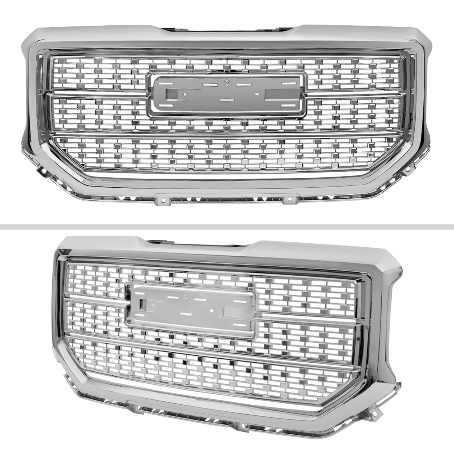 2016-2018 GMC Sierra 1500 Chrome Mesh Denali Style Hood Replacement Grille - Image 2