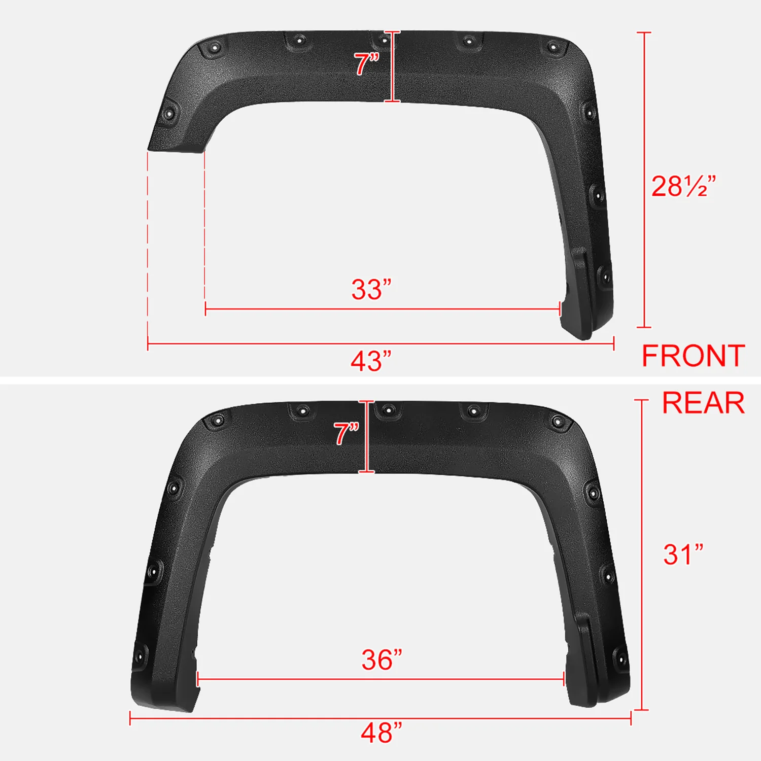 2016-2018 GMC Sierra 1500 Fleetside Textured Rivet Style Fender Flares - Image 2
