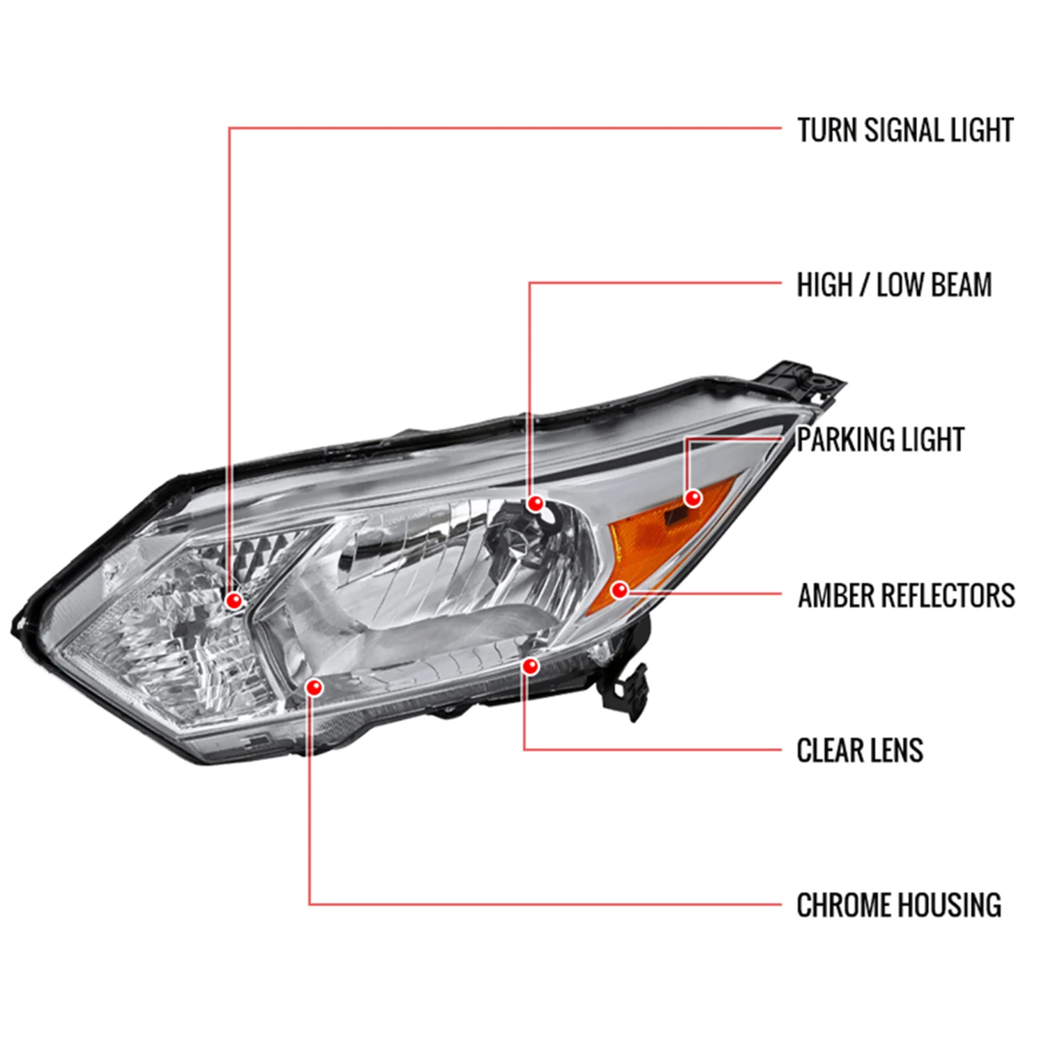 2016-2018 Honda HR-V Crystal Headlights w/ Amber Reflectors Chrome/Clear Lens - Image 8