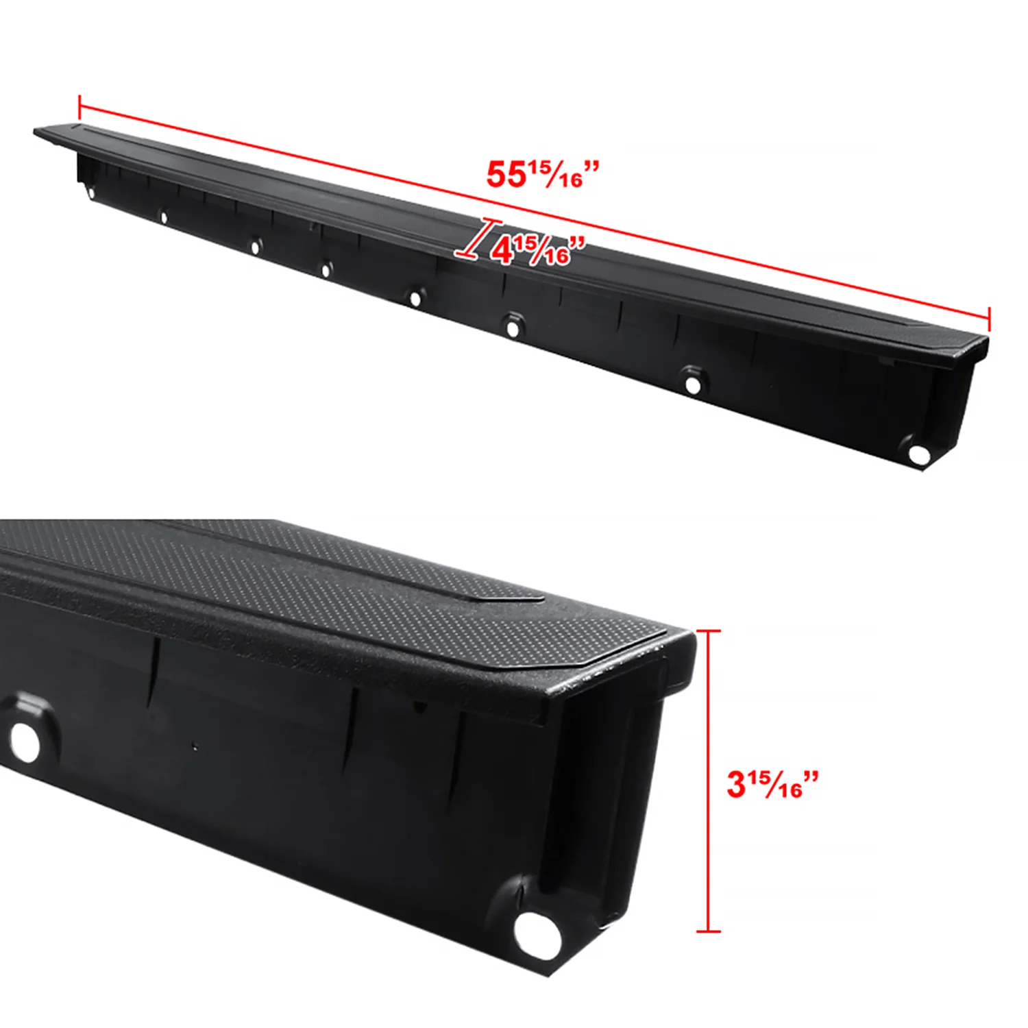2016-2019 Toyota Tacoma Black Textured ABS Tailgate Cap Protector Cover - Image 2