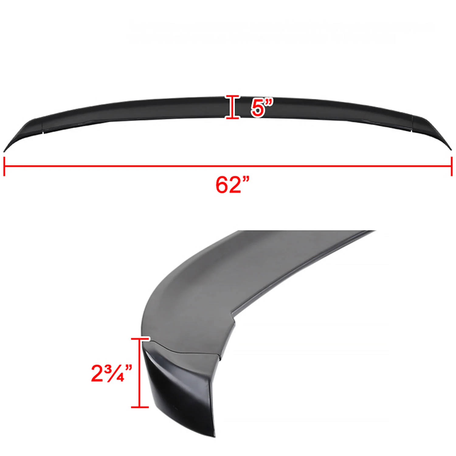 2016-2020 Chevrolet Camaro Black ABS 3PC Blade Style Rear Spoiler - Image 2
