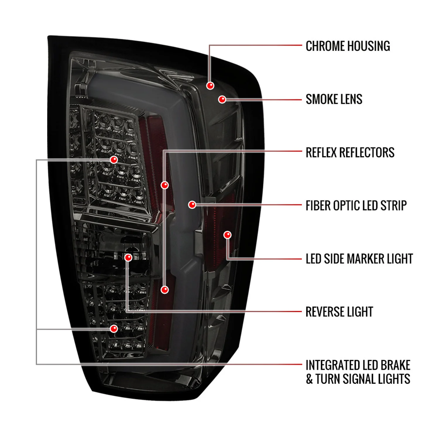 2016-2022 Toyota Tacoma LED Bar Tail Lights Chrome Housing/Smoke Lens - Image 8