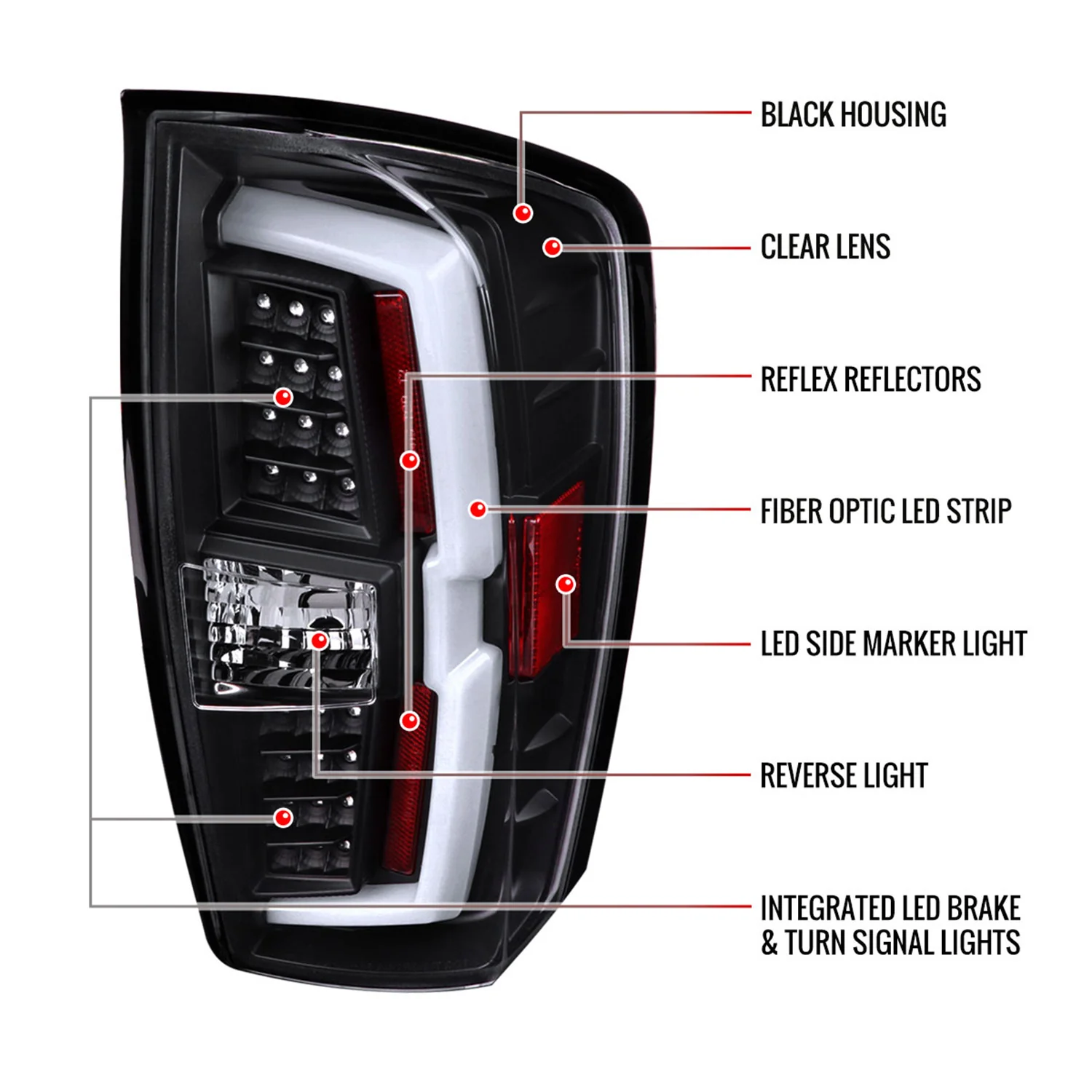 2016-2022 Toyota Tacoma LED Bar Tail Lights Matte Black Housing/Clear Lens - Image 8