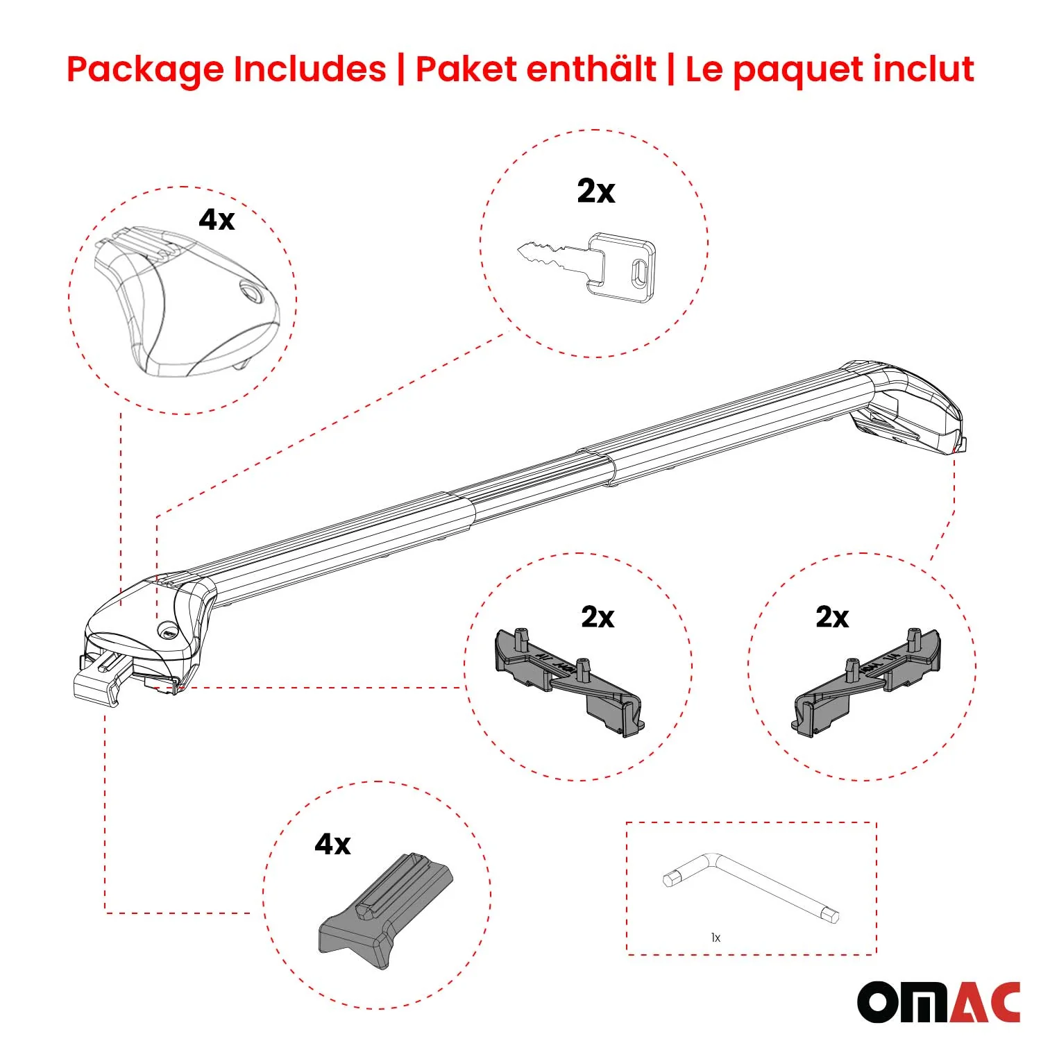 2016-2023 Fiat 500X Roof Rack Cross Bars Silver - Image 8