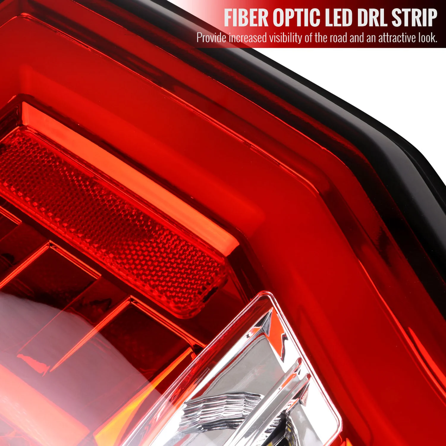 2017-2019 Ford F-250/350/450/550 Super Duty LED Bar Tail Lights Chrome/Red - Image 4