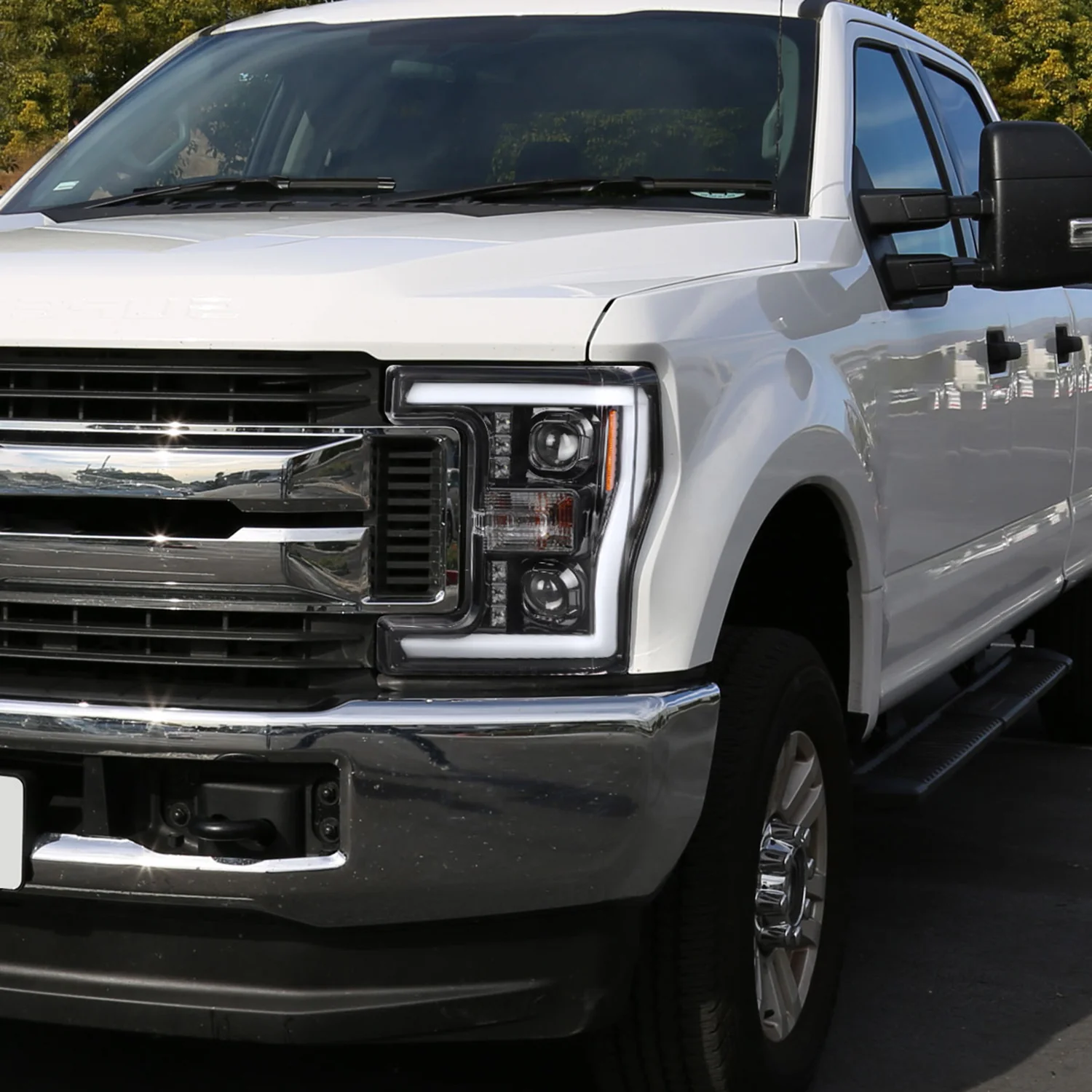 2017-2019 Ford F-250 F-350 F-450 F-550 LED CBar Projector Headlights Jet Black - Image 9