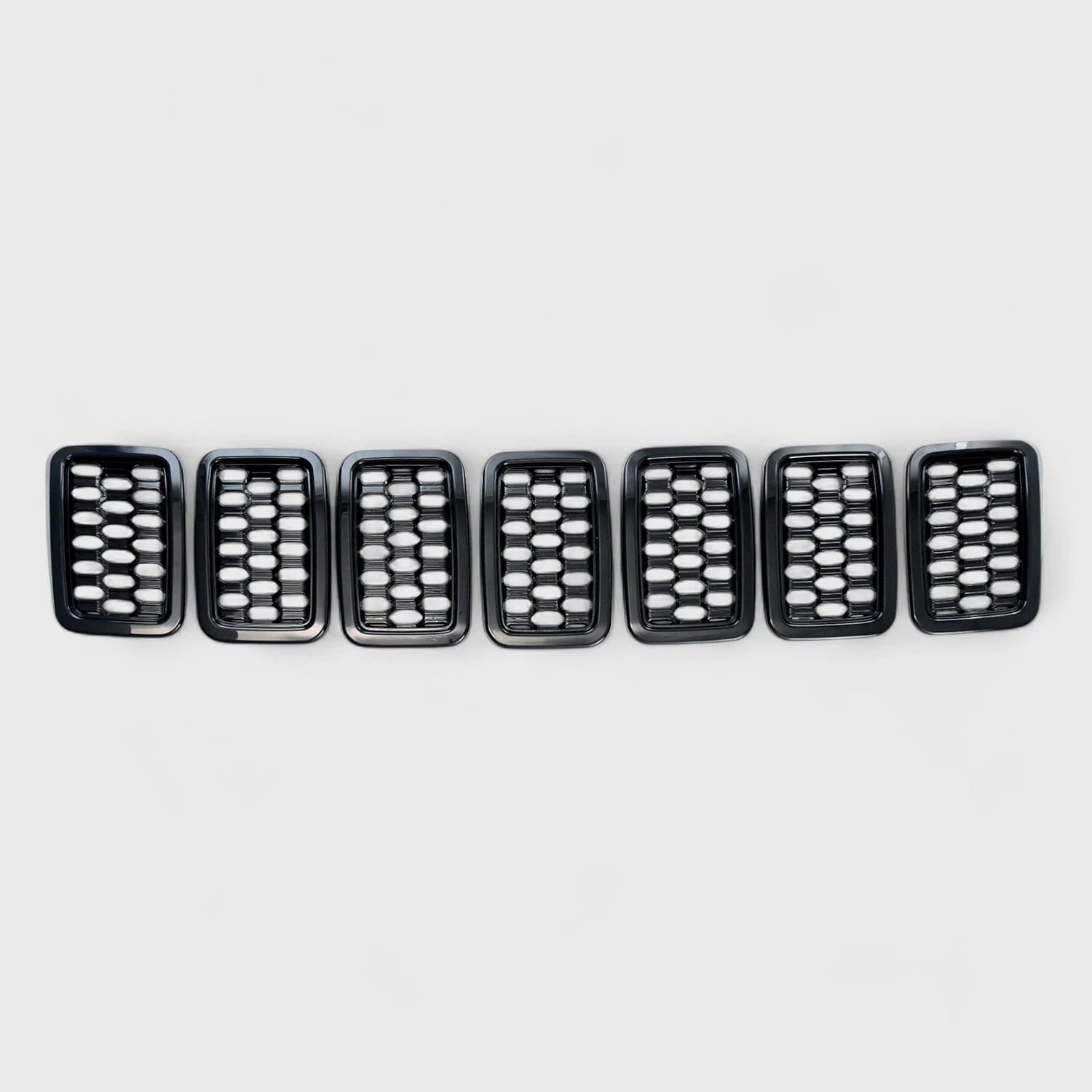 2017-2021 Jeep Grand Cherokee Grille Overlay Gloss Black 7Pcs ABS Plastic