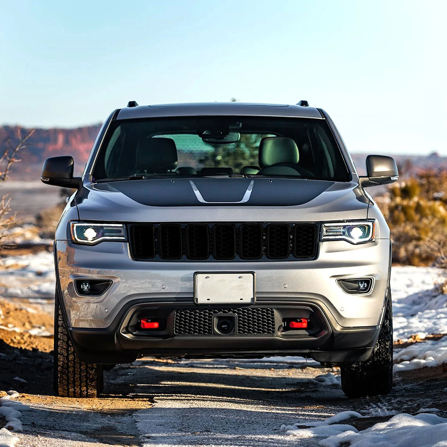 2017-2021 Jeep Grand Cherokee Grille Overlay Gloss Black 7Pcs ABS Plastic - Image 6