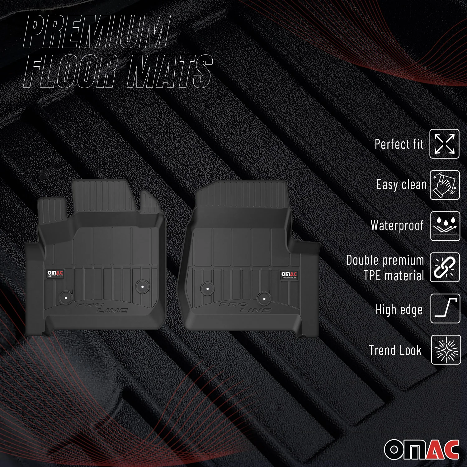 2017-2022 Ford F-250 F-350 F-450 F-550 Super Duty Regular Cab Premium Floor Mats Liners Full Set All Weather Heavy Duty - Image 2